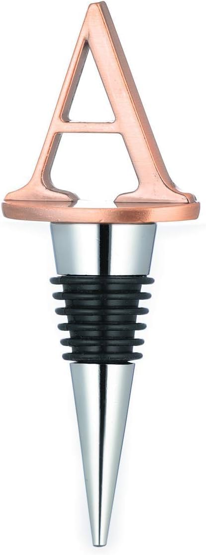 Wine Stoppers,Reusable Bottle Stoppers,Stainless Steel Letter Stopper, Food Grade Silicone Material Decorative Stoppers Funny Gift -Bronze Color (2025 Letters A) 2025 A - Image 1
