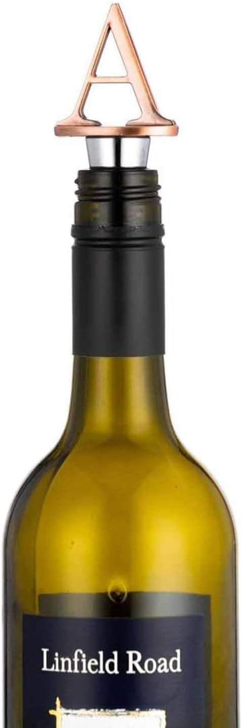 Wine Stoppers,Reusable Bottle Stoppers,Stainless Steel Letter Stopper, Food Grade Silicone Material Decorative Stoppers Funny Gift -Bronze Color (2025 Letters A) 2025 A - Image 2