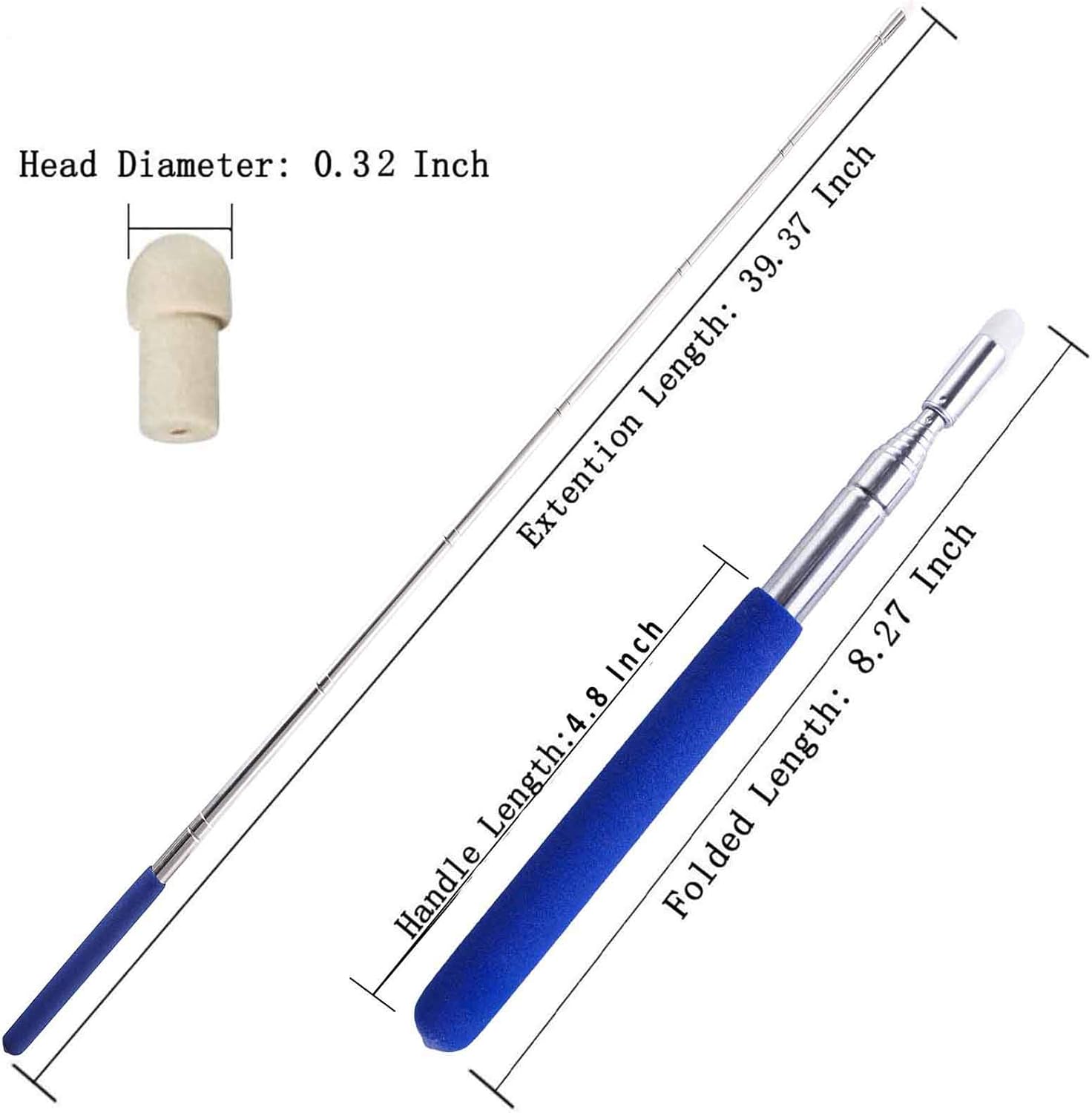 2PCS Pointer Sticks,Extendable Pointer,Hand Classroom for Teacher,Telescopic Teacher Retractable Hand Kids (Package Quantity: 2, Blue) Blue Package 2 - Image 6