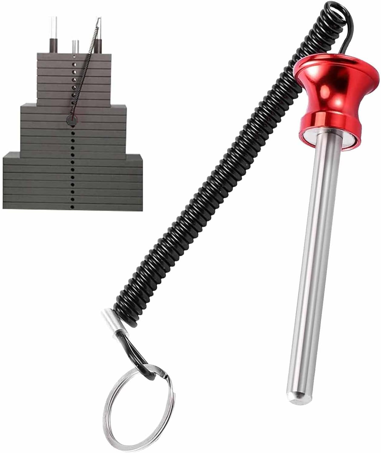 Universal Magnetic Weight Stack Pin with Pull Rope - Heavy Duty Gym for Machines | Commercial & Home Accessories Replacement Pins Strength Training Equipment Red - Image 1