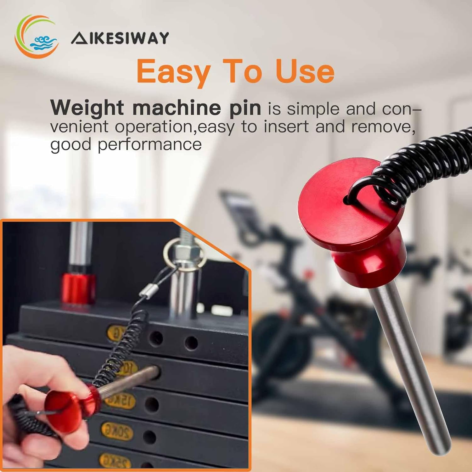 Universal Magnetic Weight Stack Pin with Pull Rope - Heavy Duty Gym for Machines | Commercial & Home Accessories Replacement Pins Strength Training Equipment Red - Image 5