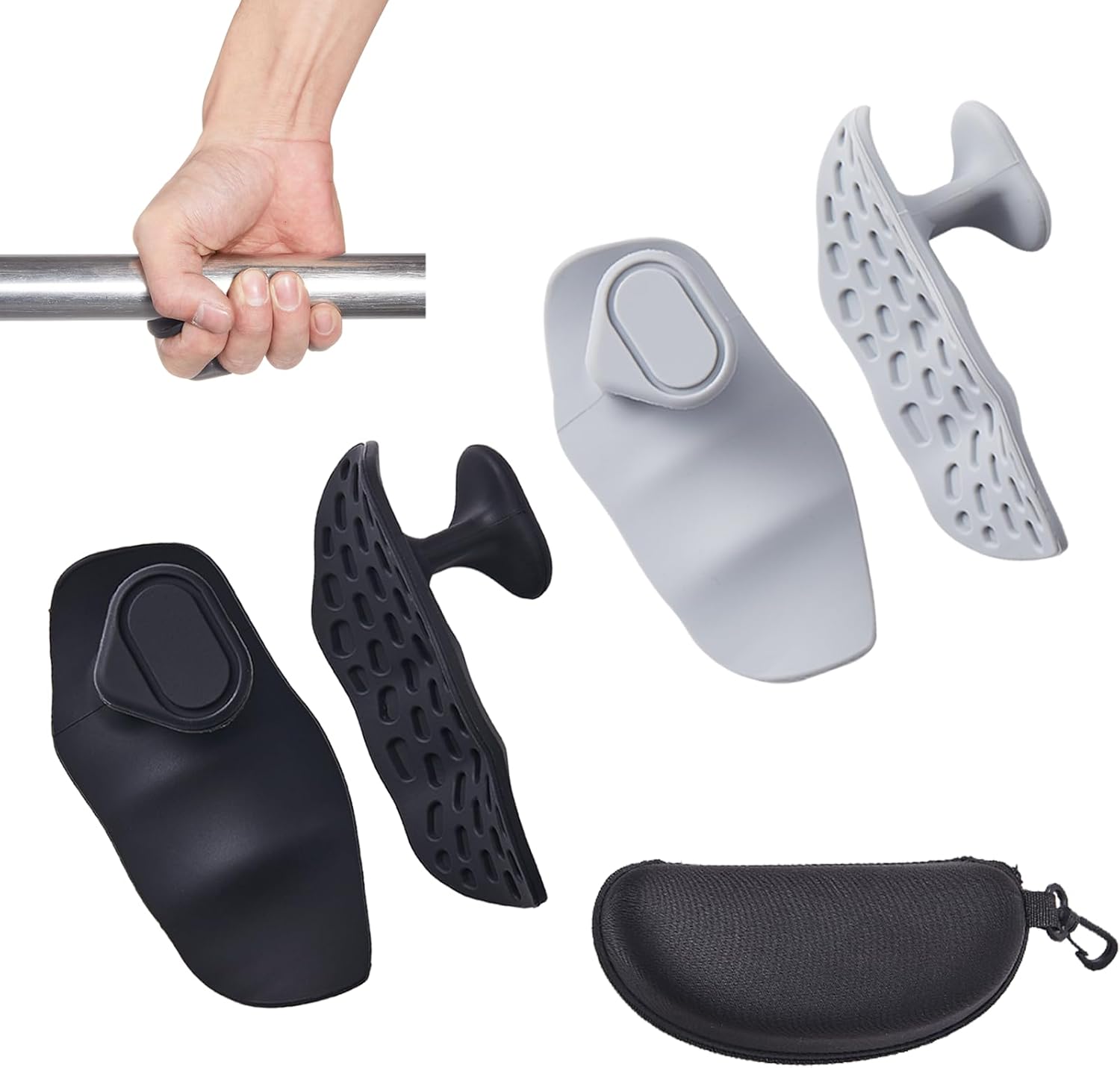 Anti-Slip Workout Rubber Weight Grips, Ergonomic Hand Protector Gloves for Lifting Palm Protection, Gym Grips Pull-Ups Training and Exercise Men Women, 2 Pairs - Image 1