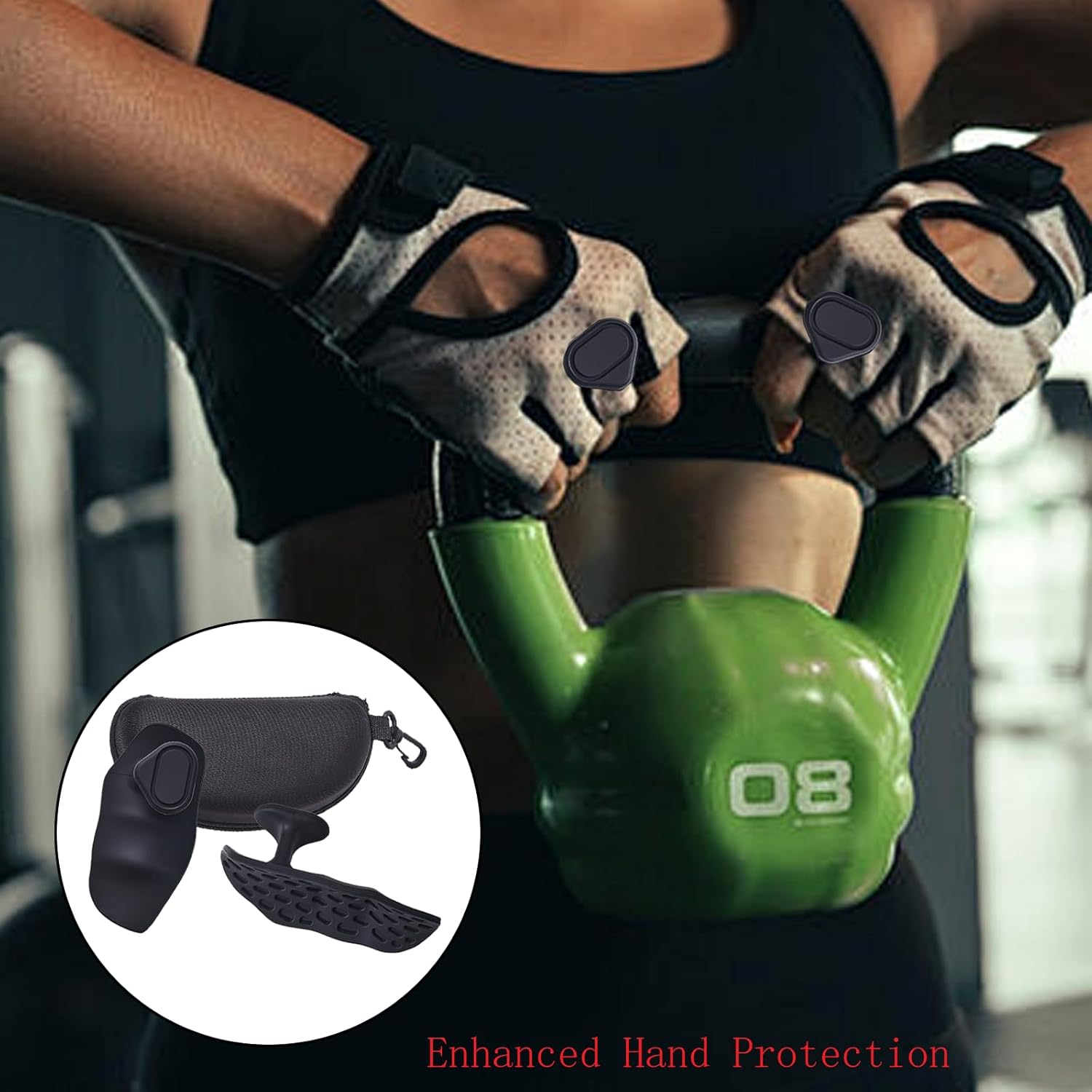 Anti-Slip Workout Rubber Weight Grips, Ergonomic Hand Protector Gloves for Lifting Palm Protection, Gym Grips Pull-Ups Training and Exercise Men Women, 2 Pairs - Image 4