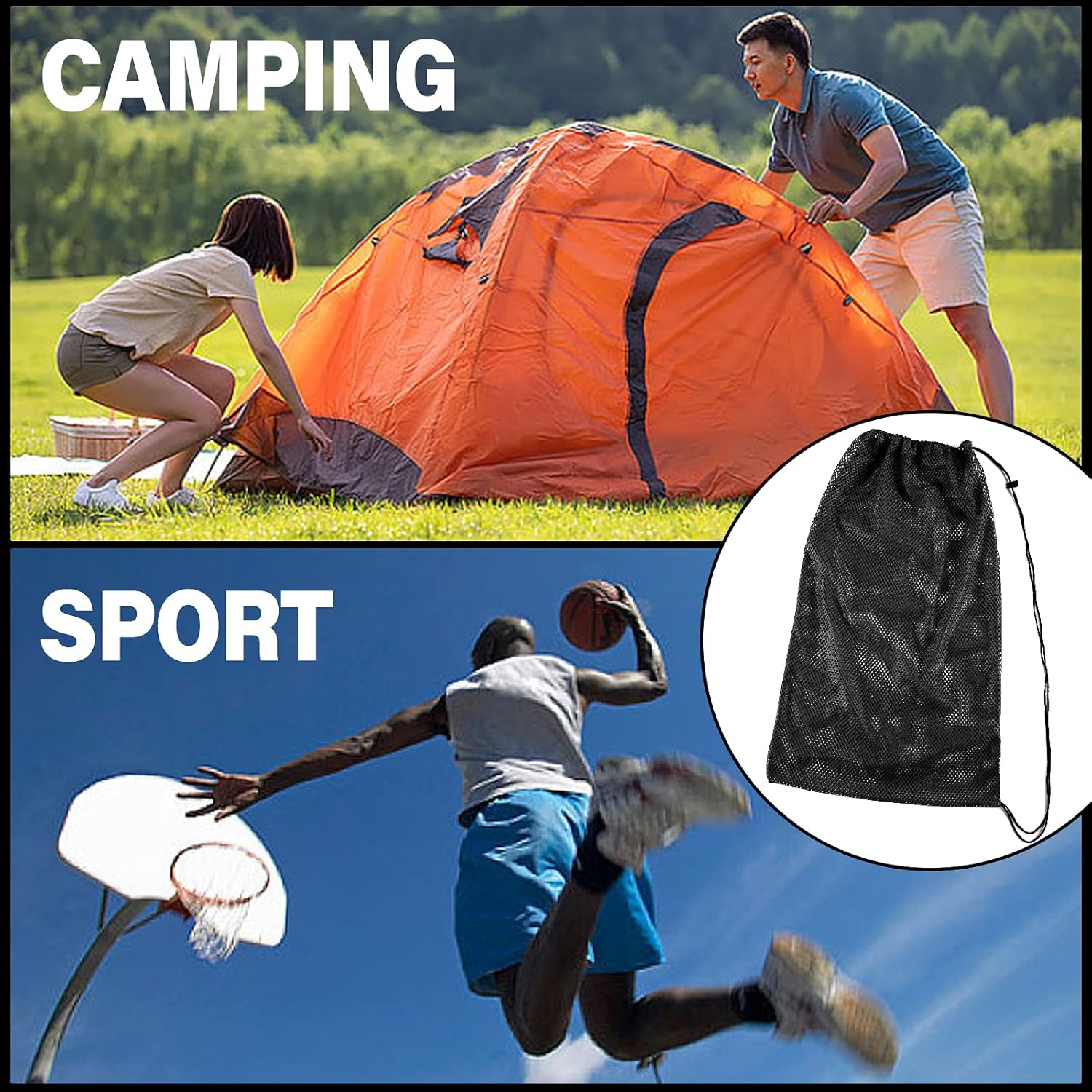 2 Packs Mesh Gear Bag for Snorkel Equipment, Oversized 18