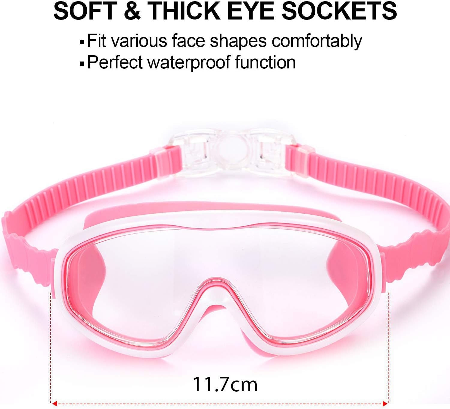 2 Pack Kids Swim Goggles, Swimming Glasses for Children from 3 to 15 Years Old Purple/Pink - Image 2