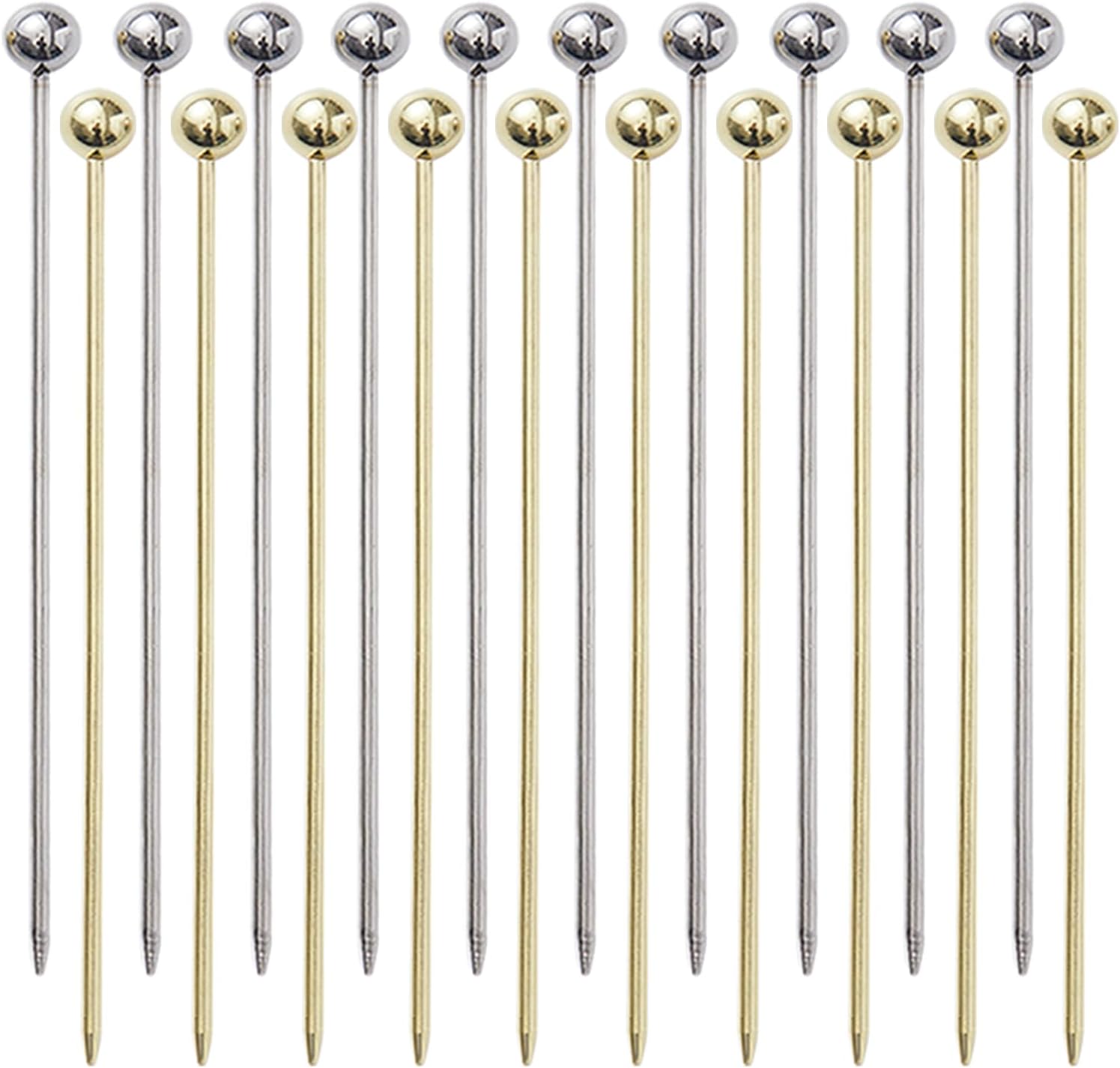 20 PCS Stainless Steel Cocktail Toothpicks, Picks for Drinks, Reusable Skewers Metal Tooth Appetizers (4.3 Inch) - Image 1