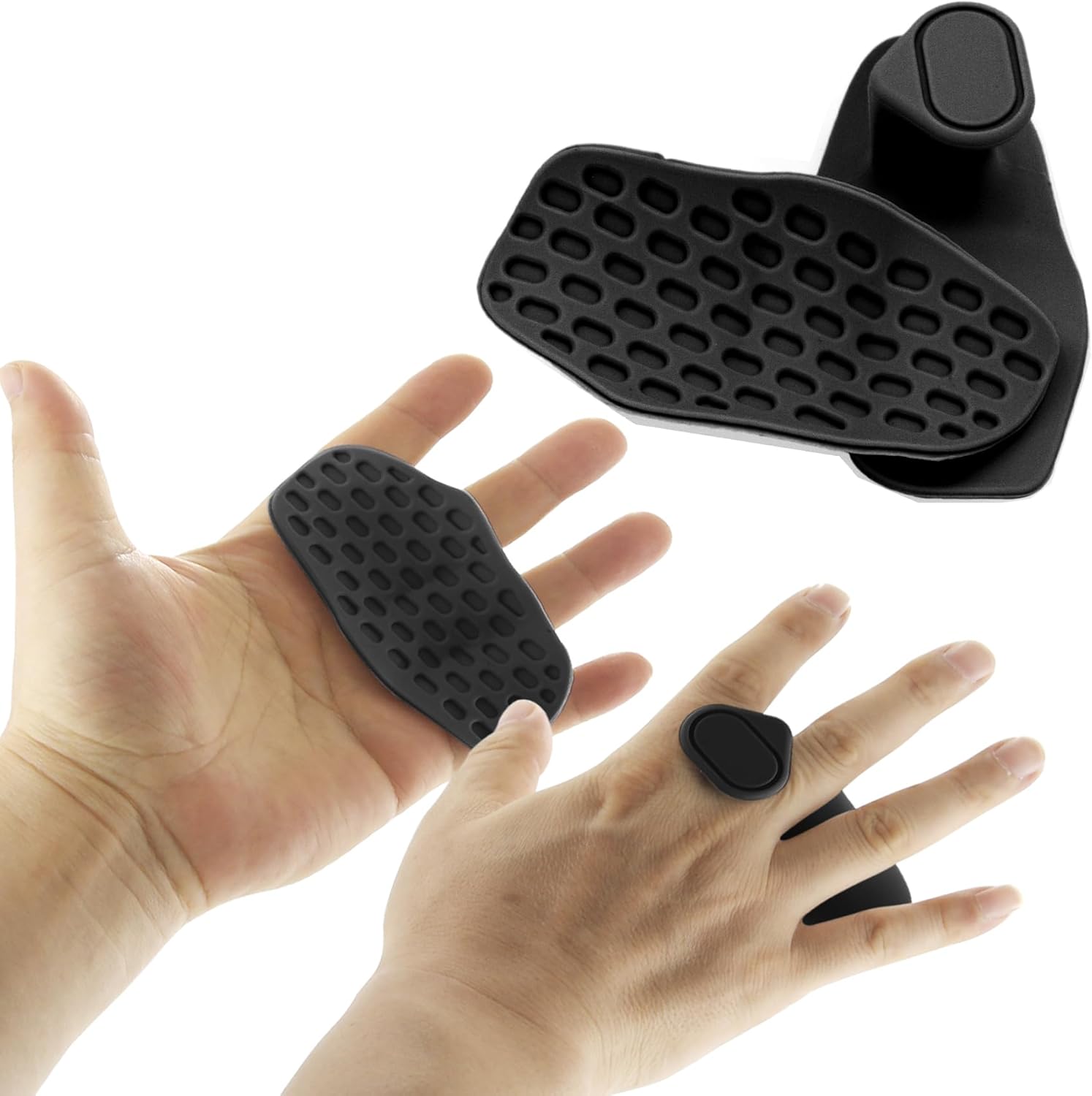 Weight Lifting Grips - Rubber Anti-Slip Workout Grips, Ergonomics Hand Protector Gloves for Gym Training and Exercise, Dumbbell, Bar Pad, Pull Up Men Women, No Sweaty (Black) - Image 1