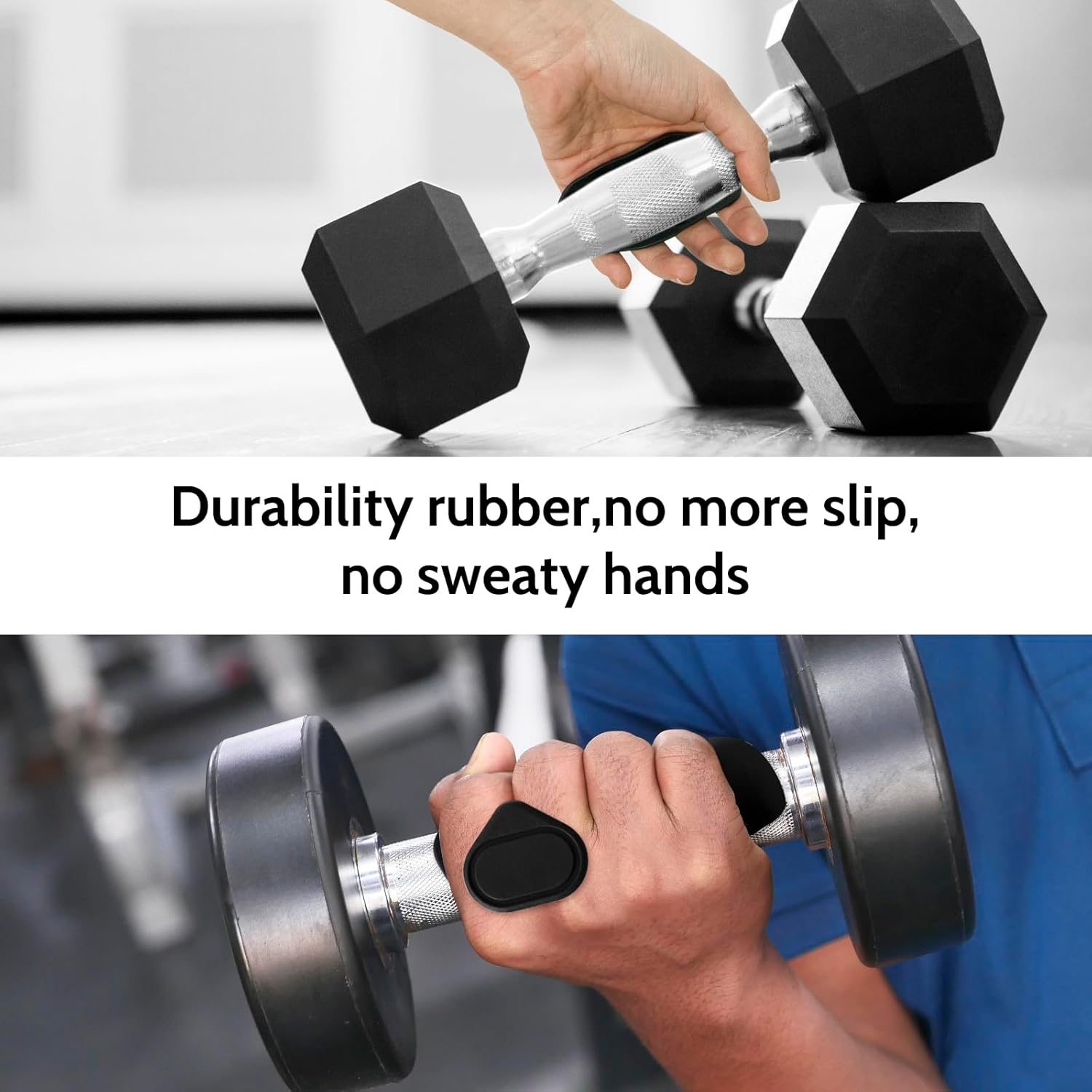 Weight Lifting Grips - Rubber Anti-Slip Workout Grips, Ergonomics Hand Protector Gloves for Gym Training and Exercise, Dumbbell, Bar Pad, Pull Up Men Women, No Sweaty (Black) - Image 5