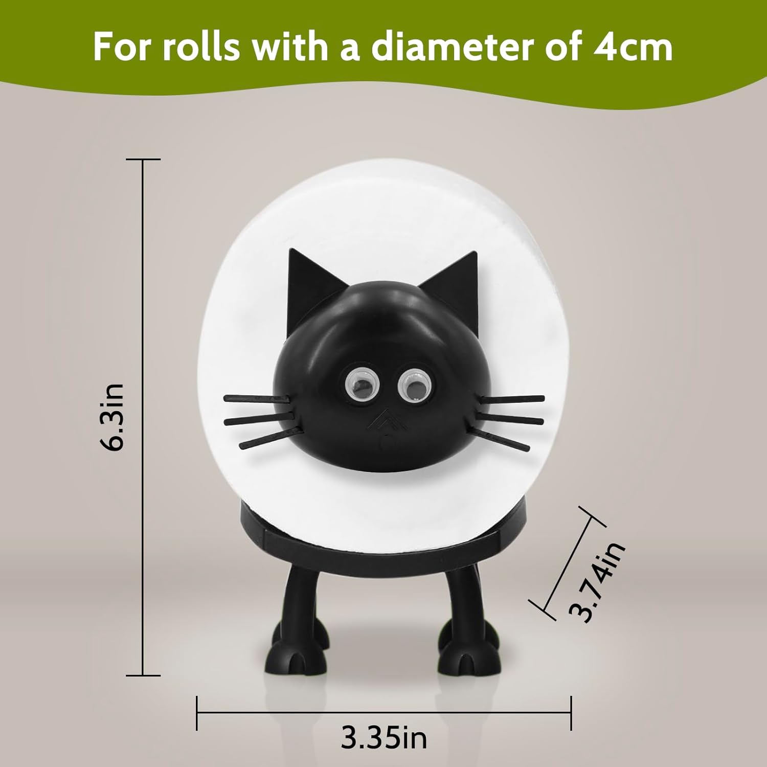 Cat Toilet Roll Holder: Tissue Paper Storage Stand - 3D Printed Black Loo Holder Bathroom Set for Shelf Housewarming Gift Decor (Cat-1Pcs) Cat-1pcs - Image 3