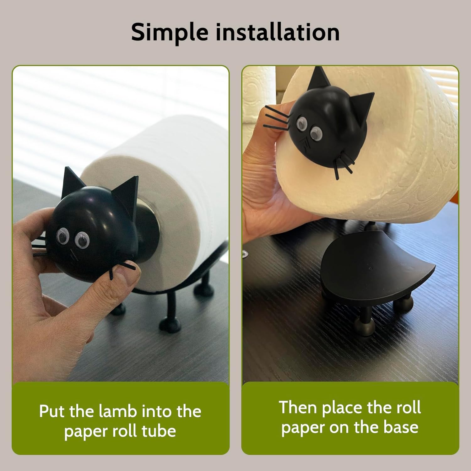Cat Toilet Roll Holder: Tissue Paper Storage Stand - 3D Printed Black Loo Holder Bathroom Set for Shelf Housewarming Gift Decor (Cat-1Pcs) Cat-1pcs - Image 4
