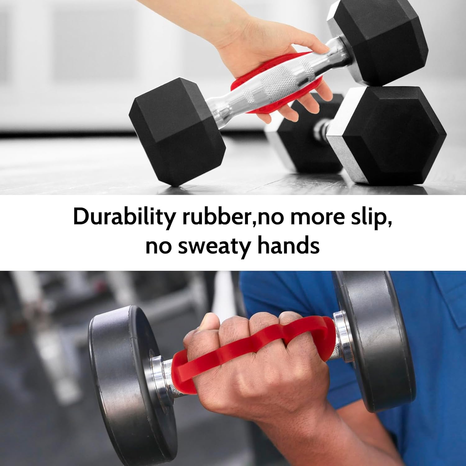 Anti-Slip Workout Grips: New Rubber Gym Grips Deadlifts Palm Protection Gloves for Weight Lifting, Dumbbell, Deadlift, Bar Pad Pull Up Grippers, Training and Exercise Men Women Red Pair - Image 4