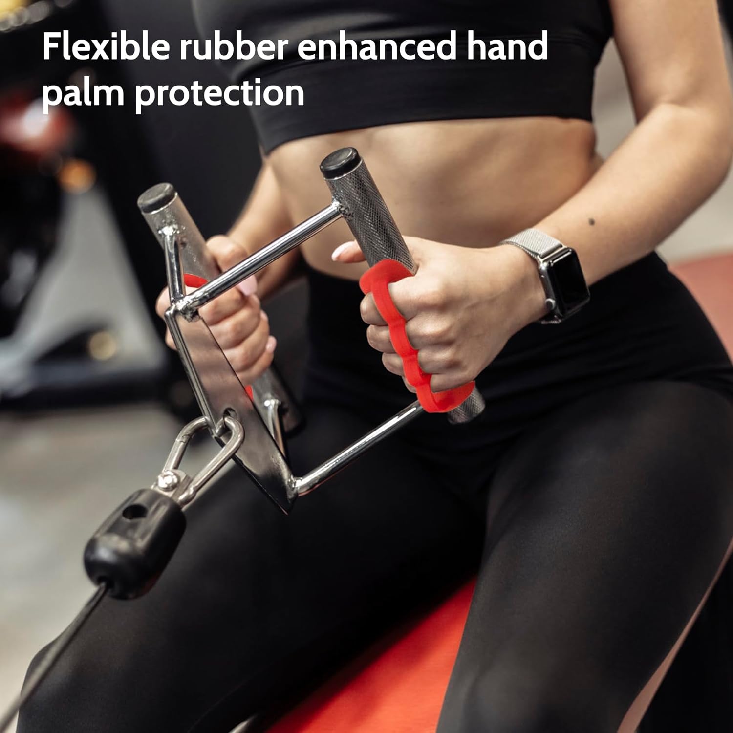 Anti-Slip Workout Grips: New Rubber Gym Grips Deadlifts Palm Protection Gloves for Weight Lifting, Dumbbell, Deadlift, Bar Pad Pull Up Grippers, Training and Exercise Men Women Red Pair - Image 5
