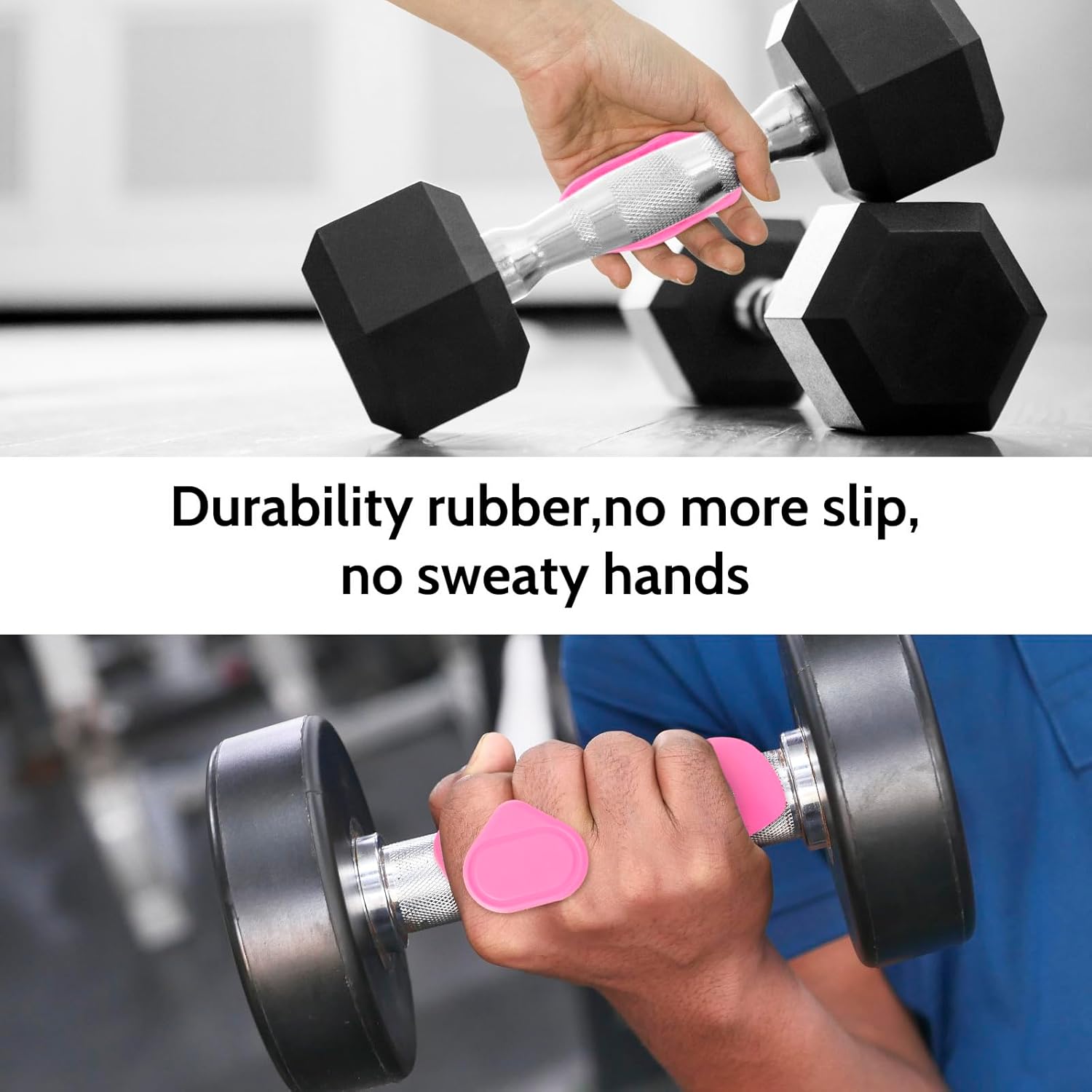 Weight Lifting Grips - Rubber Anti-Slip Workout Grips, Ergonomics Hand Protector Gloves for Gym Training and Exercise, Dumbbell, Bar Pad, Pull Up Men Women, No Sweaty (Red) - Image 4