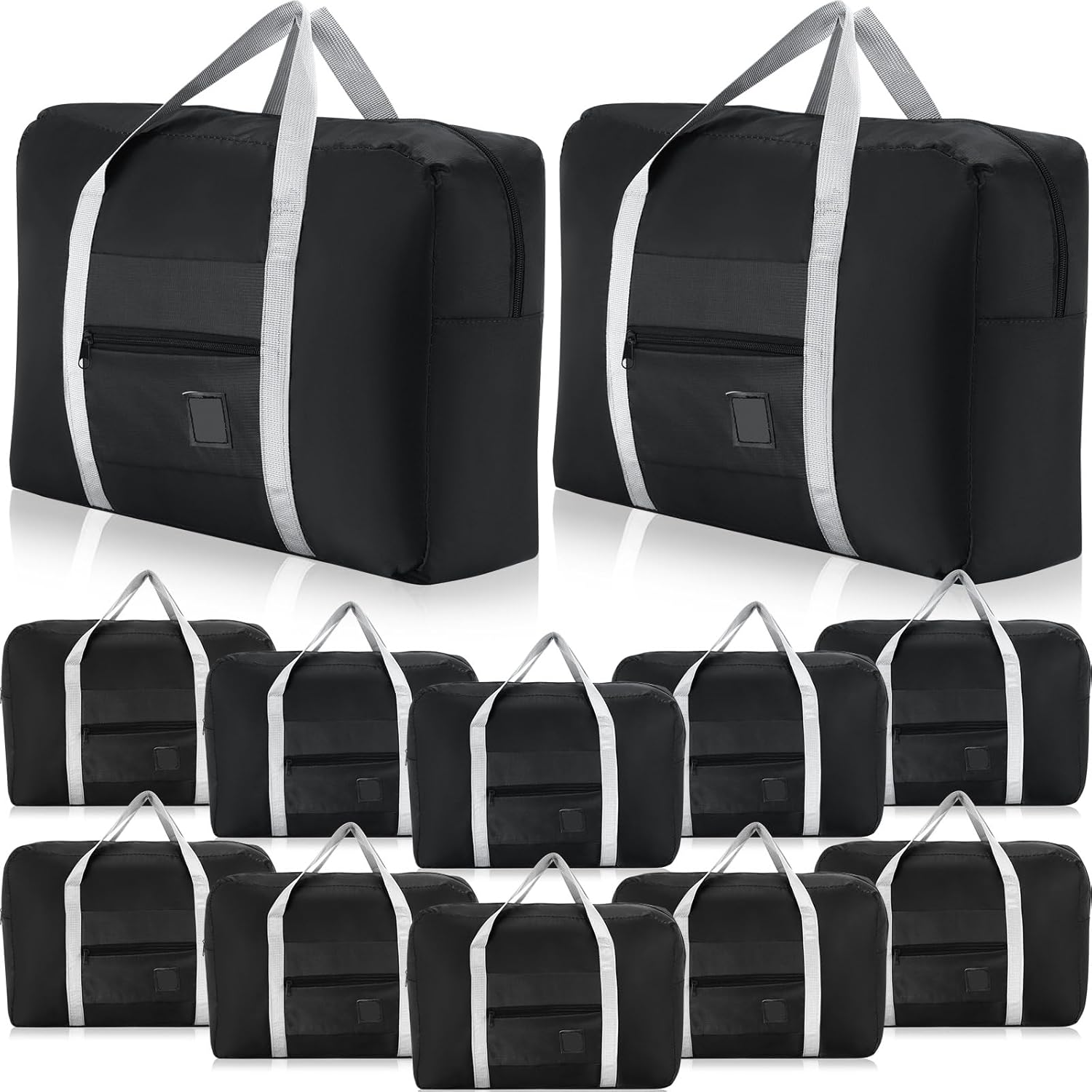12 Pcs Foldable Travel Bags Bulk Duffel Waterproof Lightweight Carry on for Sports Gym Weekender Outing Overnight(Black) Black - Image 1