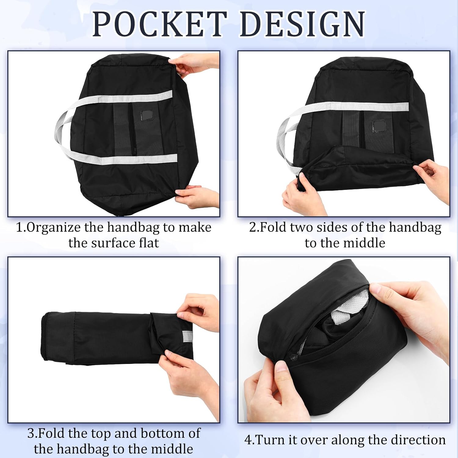 12 Pcs Foldable Travel Bags Bulk Duffel Waterproof Lightweight Carry on for Sports Gym Weekender Outing Overnight(Black) Black - Image 5