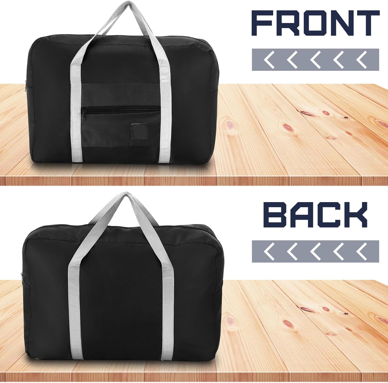 12 Pcs Foldable Travel Bags Bulk Duffel Waterproof Lightweight Carry on for Sports Gym Weekender Outing Overnight(Black) Black - Image 7