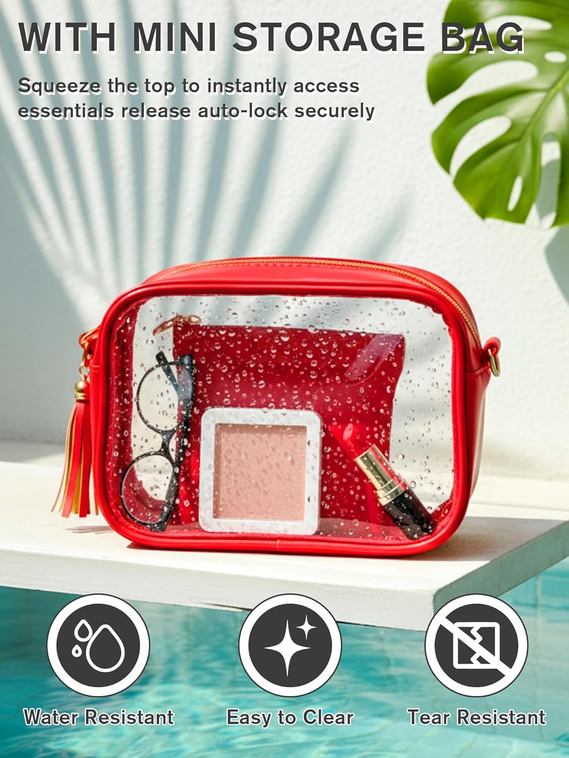 Clear Purse Stadium Approved Bag Small Crossbody with for Men Women Concerts Sports Events Red - Image 7