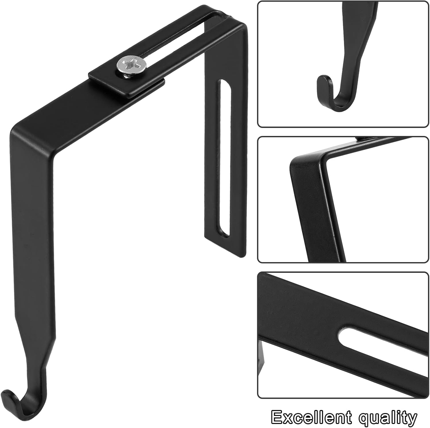 4 Pcs Adjustable Cubicle Hanger Universal Partition Metal Hooks Door Hanger, Adjusted to Fit Panels with 1 3/8 Inch 3 1/2 Thickness for Office Whiteboard (Black) Black - Image 4