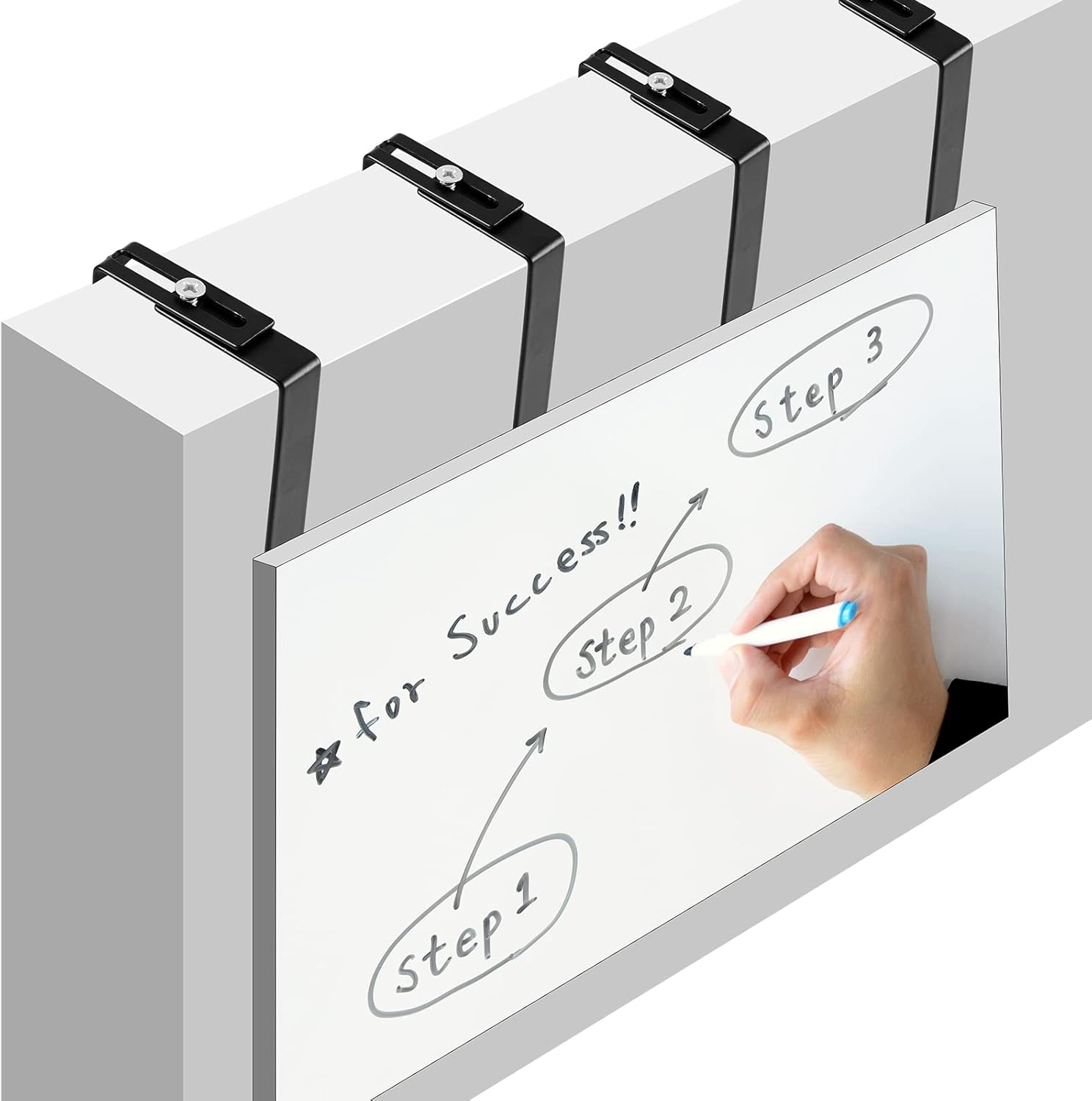 4 Pcs Adjustable Cubicle Hanger Universal Partition Metal Hooks Door Hanger, Adjusted to Fit Panels with 1 3/8 Inch 3 1/2 Thickness for Office Whiteboard (Black) Black - Image 7