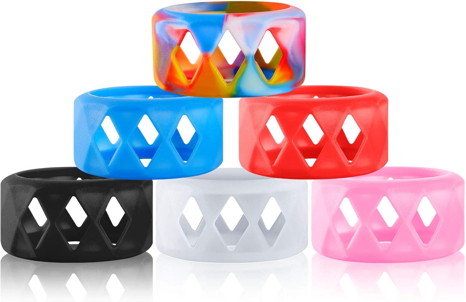 6 Pieces Silicone Anti Slip Ring Non Skid Band Soft Protection Sleeve 25 x 17 mm - Image 1