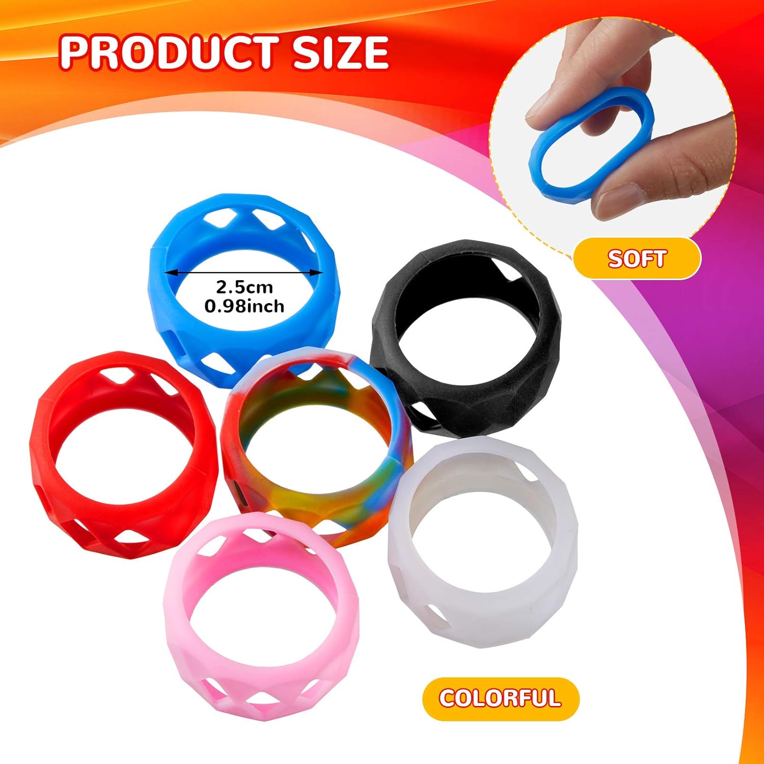 6 Pieces Silicone Anti Slip Ring Non Skid Band Soft Protection Sleeve 25 x 17 mm - Image 2