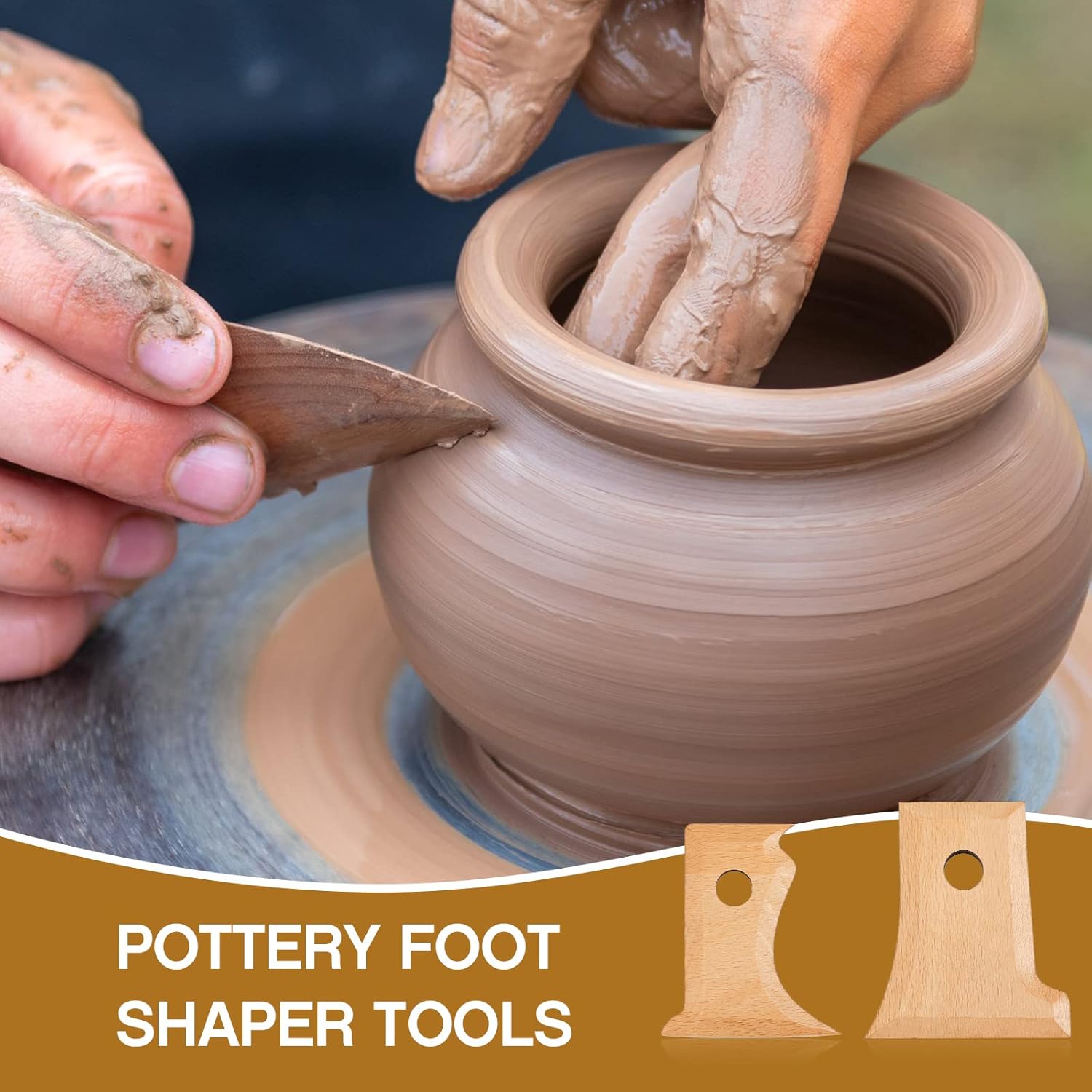 7 Pcs Pottery Tools Foot Shaper Trimming Profile Rib Bundle for Ceramics Carving Clay Molds Texture Ribs Ceramics, Beech Wood (Stylish Style,Wood Color) Color Stylish Style - Image 5