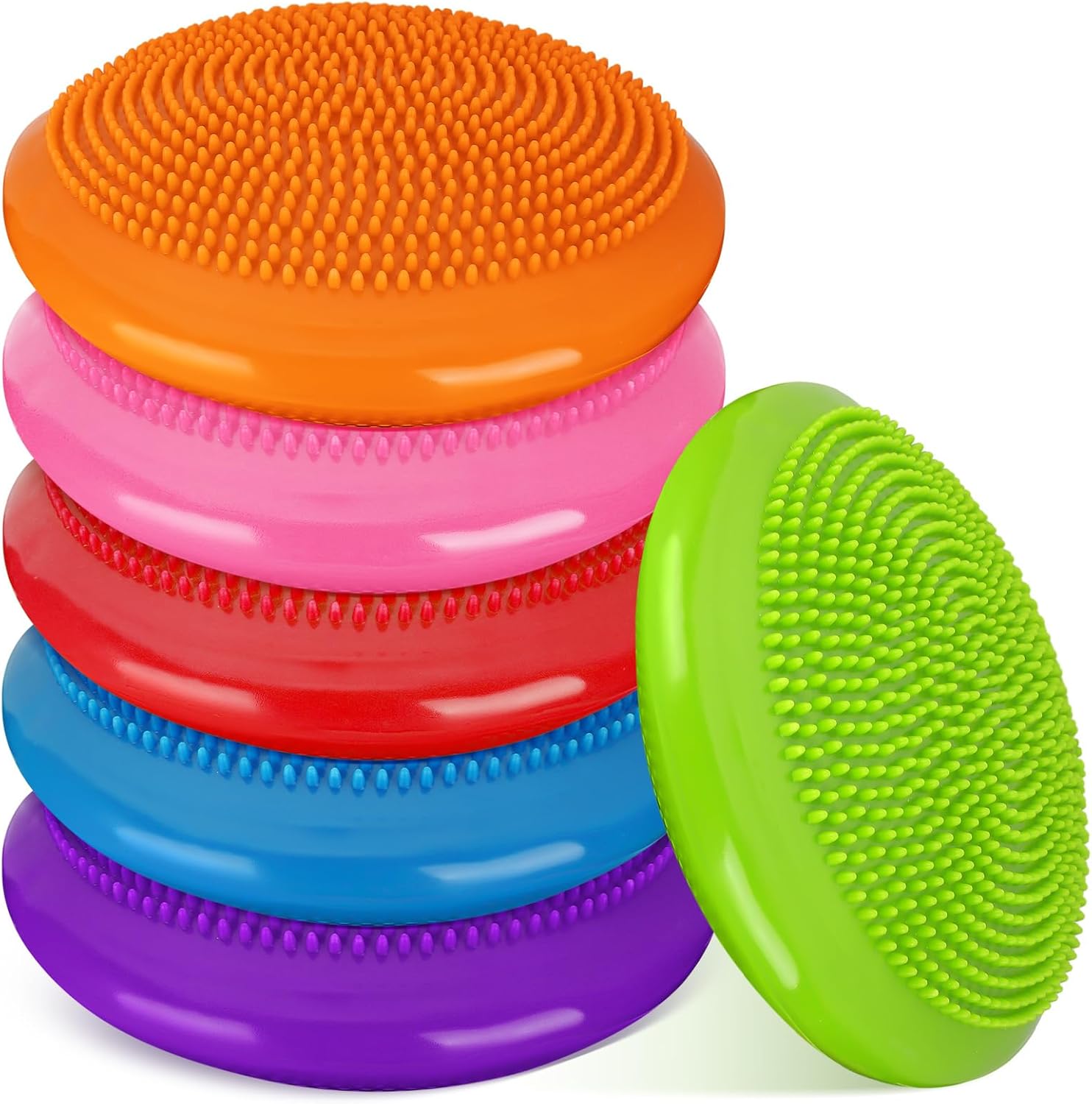 6 Pcs Wiggle Seat Inflated Wobble Cushion for Sensory Kid 13 Inch Balance Disc Kids Flexible Seating Exercise Pad Chair Classroom Office School Curated Color - Image 1