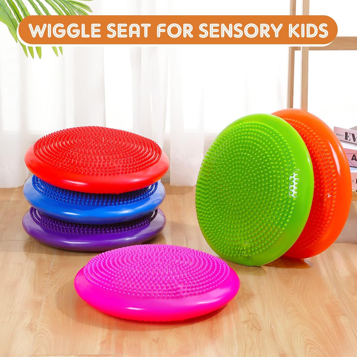 6 Pcs Wiggle Seat Inflated Wobble Cushion for Sensory Kid 13 Inch Balance Disc Kids Flexible Seating Exercise Pad Chair Classroom Office School Curated Color - Image 7