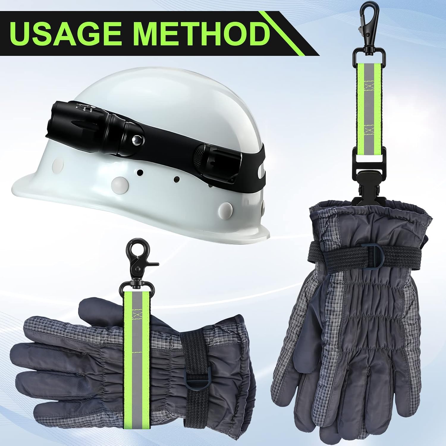 4 Pcs Firefighter Tools Include 2 Helmet Band Glove Strap Holder Fire Safety with Reflective Trim Accessories - Image 4
