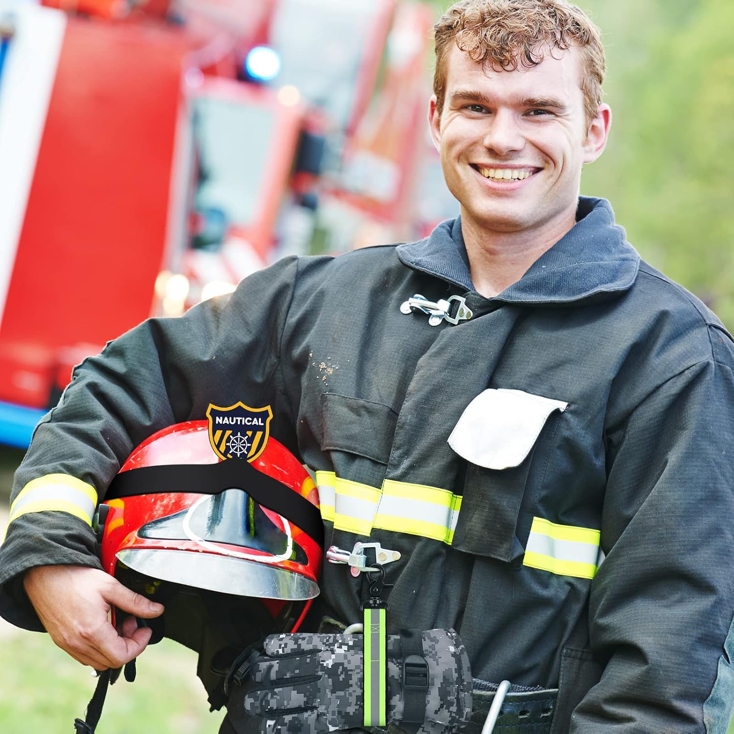 4 Pcs Firefighter Tools Include 2 Helmet Band Glove Strap Holder Fire Safety with Reflective Trim Accessories - Image 5