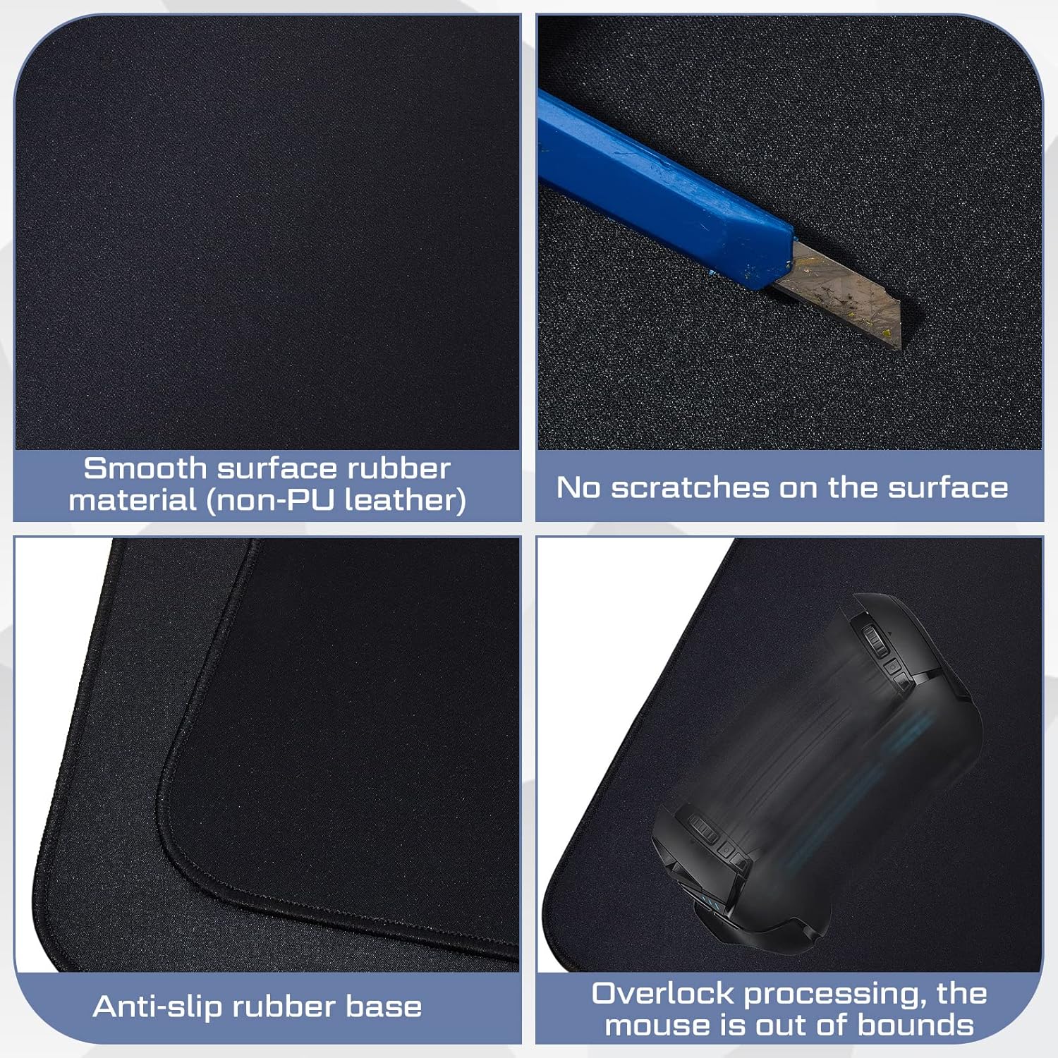 L Shaped Desk Mat Corner Mouse Pad Waterproof Large Rubber for Office Home Curved Keyboard Gaming Setup Computer Protection Supplies, 36.2 Inches(Black) Black - Image 5
