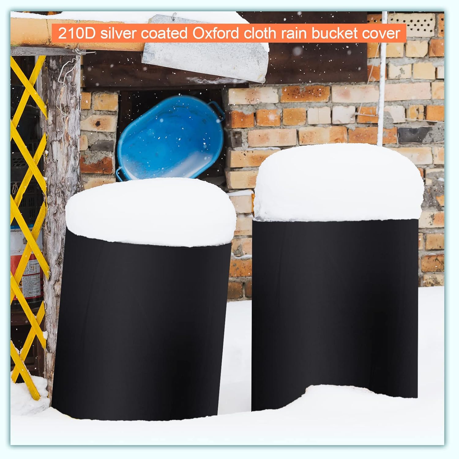 55 Gallon Drum Cover, 210D Oxford Cloth Water Storage Barrel 25 x 37 Inch Outdoor Waterproof Rain Snow Bucket lid with Drawstring, UV Protection, Anti Dust(2 Pcs) - Image 6