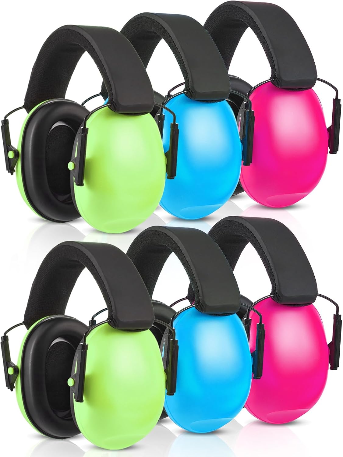 6 Pcs Noise Cancelling Headphones Kids Adult Ear Muffs Bulk, Protection 27db Reduction Hearing Earmuff(Novel Style,Green Pink Blue) Green Blue - Image 1