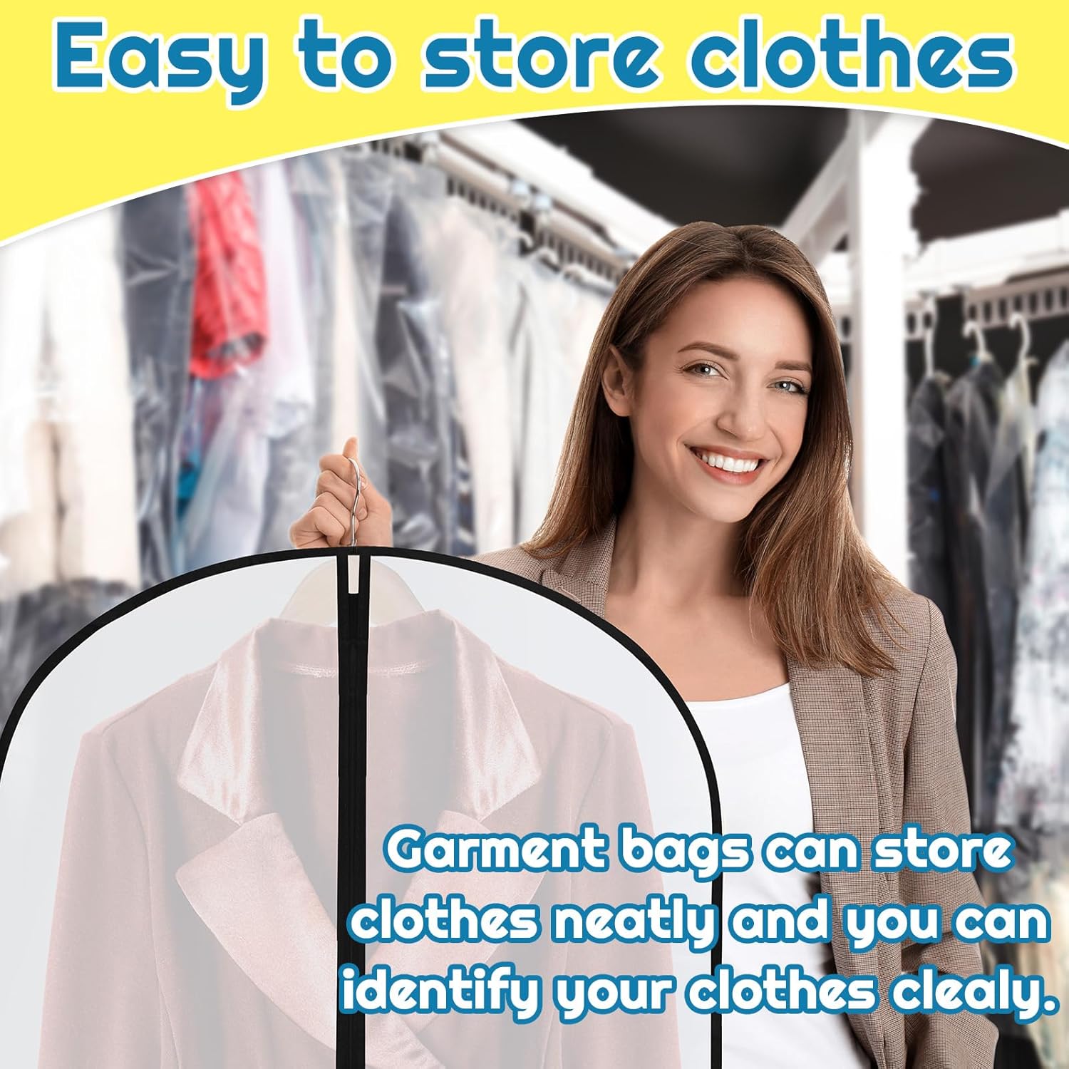 20 Pcs 24 x 72 Inch Garment Bags Bulk Hanging Clothes Storage Covers for Closet Organization Dustproof Transparent Dress Suit Bag Set Wedding Dresses Long Gowns Coats Seasonal Wardrobe White Black - Image 5