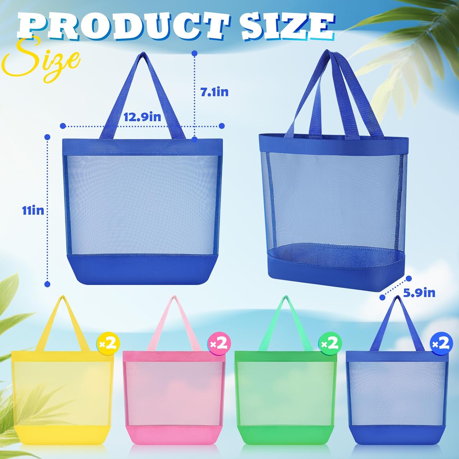 11 x 12.9 Inche Mesh Beach Tote Bags Mini Pool Reusable Colorful Polyester for Travel Party Swim Toys - Image 4