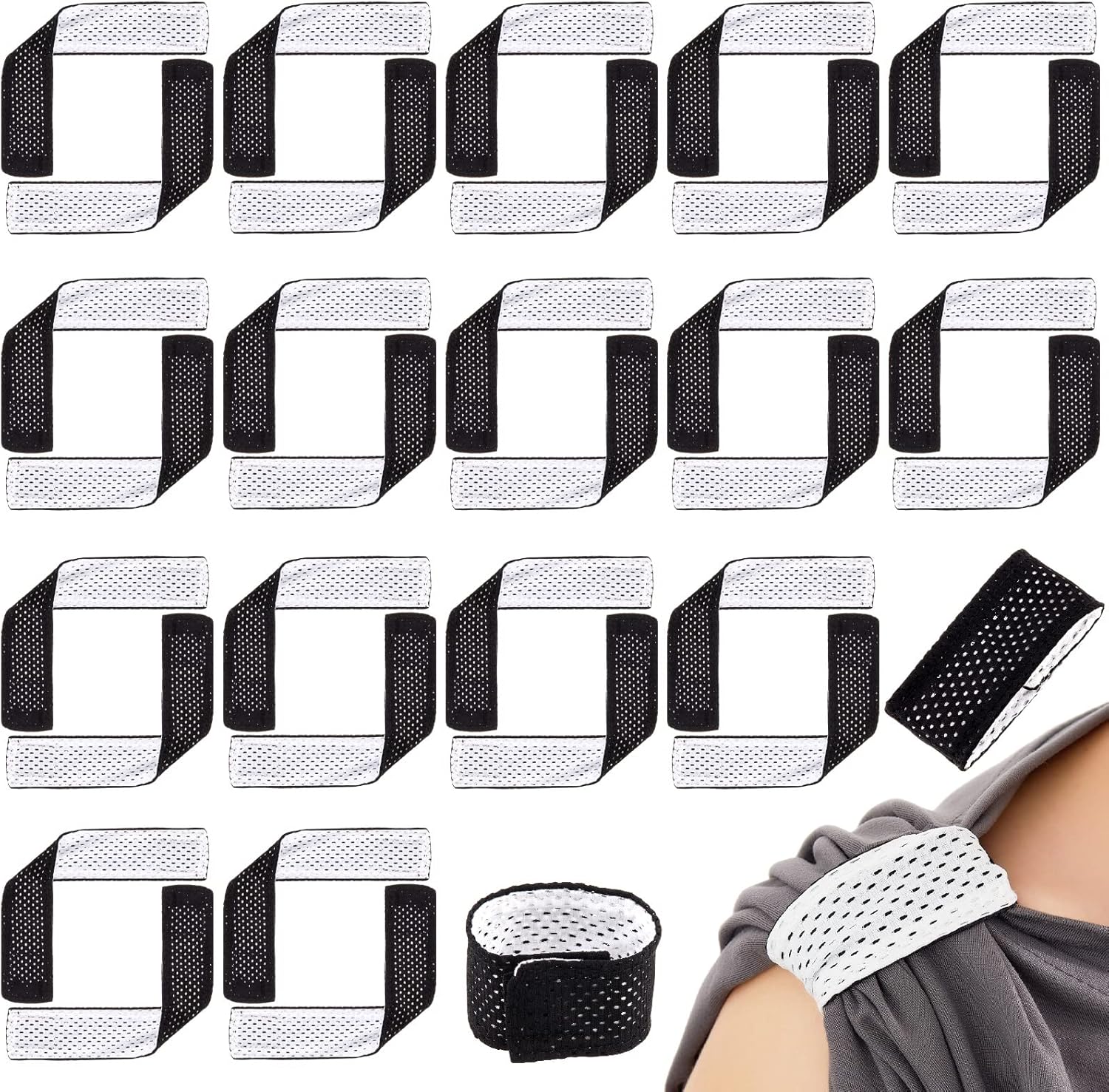 16 Pairs Jersey Sleeve Bands Ties Soccer Softball Holder with Hook and Loop Fasteners for Shirts Scrunchies T Baseball Sports Activities Men - Image 1