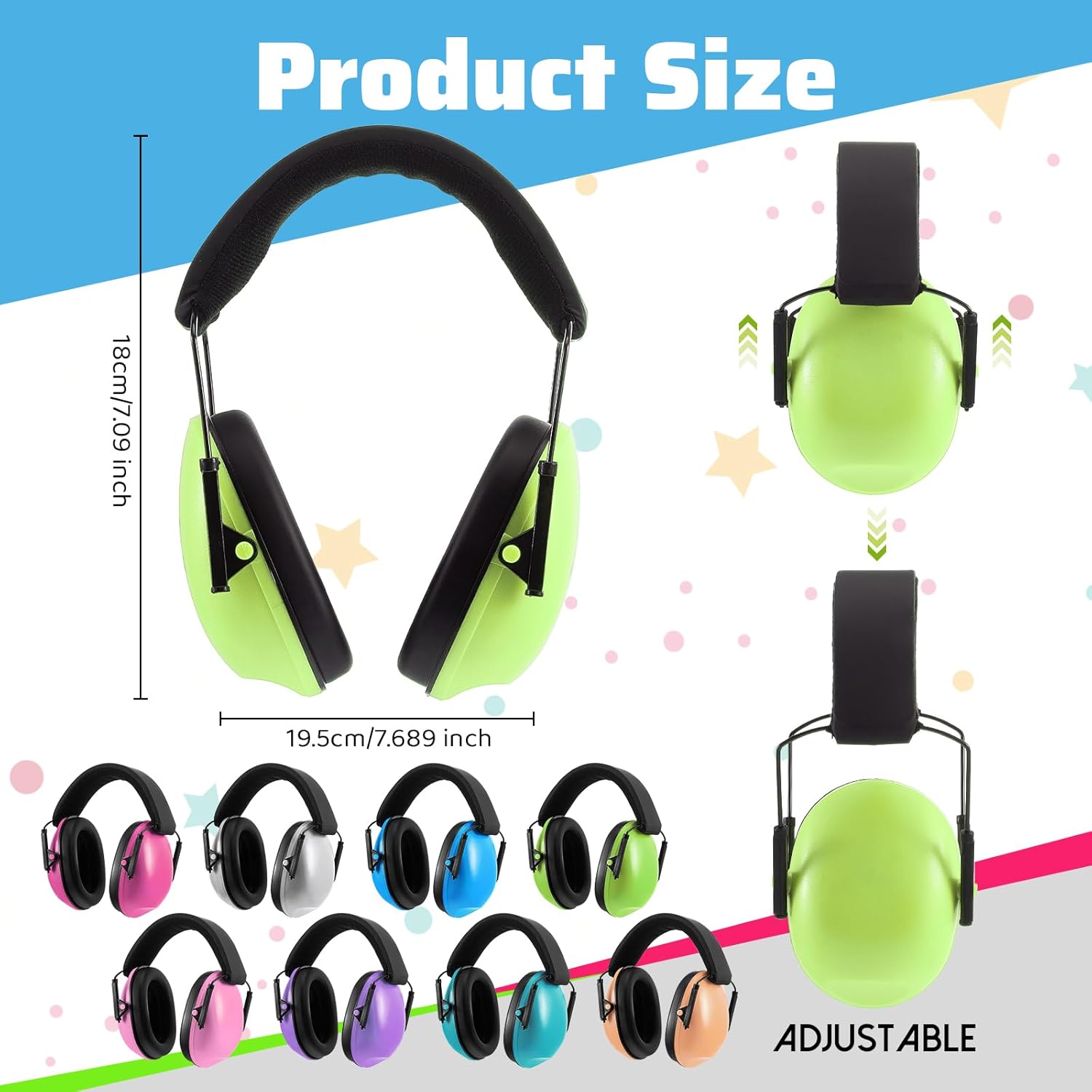 8 Pcs Kids Ear Protection Noise Cancelling Headphones Reduction Muffs 27dB Hearing (8 Colors) Colors - Image 2