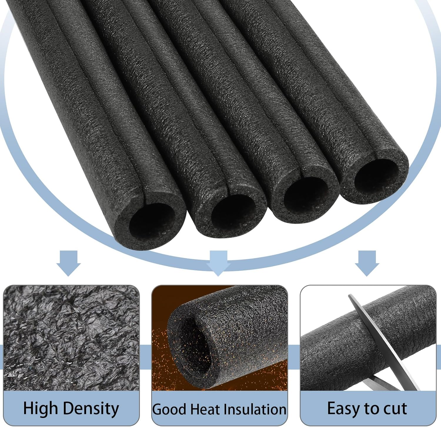 8 Pack Elbow Pipe Insulation Foam Tube Outdoor Wrap Black Covers Tubing Water for Winter Irrigation, Sprinkler (1/2 Inch) - Image 5