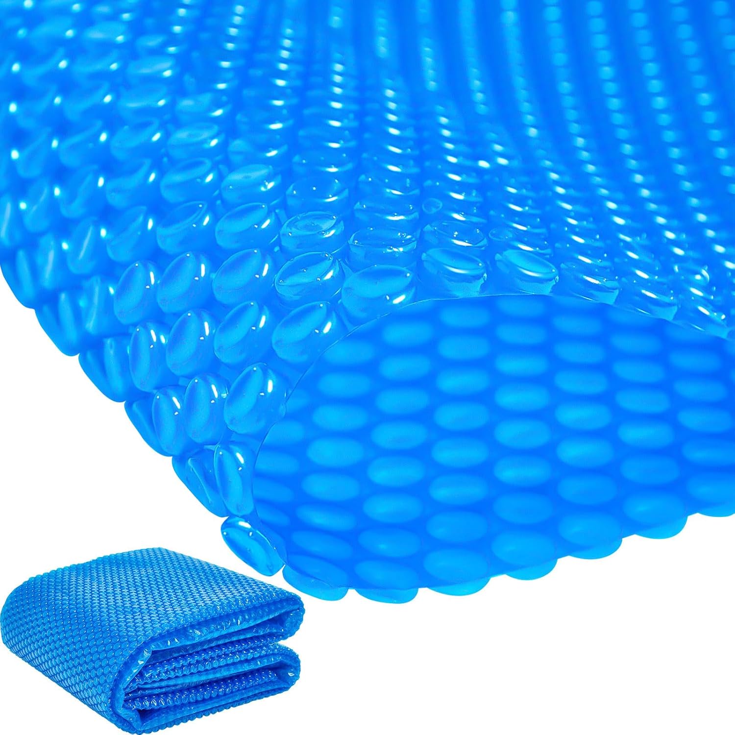 8 x ft Pool Hot Tub Solar Cover, 16 Mil Heavy Duty Trimmable Floating Thermal Blanket Spa Bubble Cover for Inground Pools Swimming Insulating Heating  Feet - Image 1