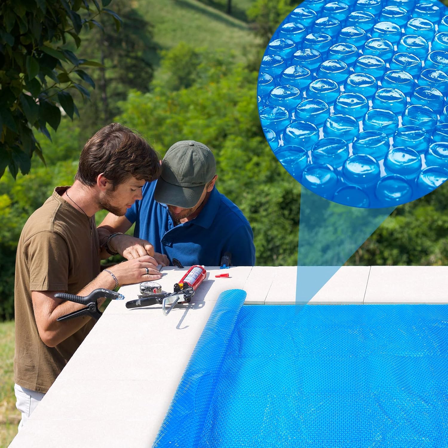 8 x ft Pool Hot Tub Solar Cover, 16 Mil Heavy Duty Trimmable Floating Thermal Blanket Spa Bubble Cover for Inground Pools Swimming Insulating Heating  Feet - Image 7