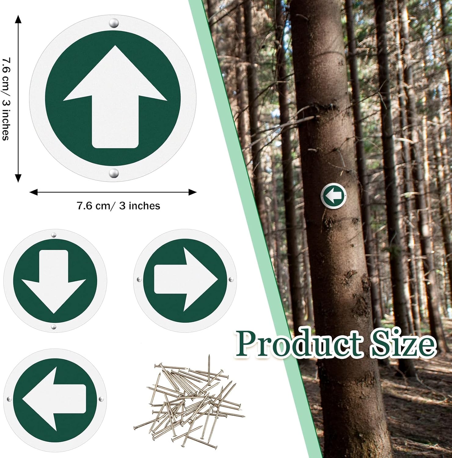 36 Piece Trail Markers Bright Reflective Green Signs Marking Reflectors for Hiking Hunting Camping Backpacking Walking Driveway Office New Place, Easy to Mount - Image 2