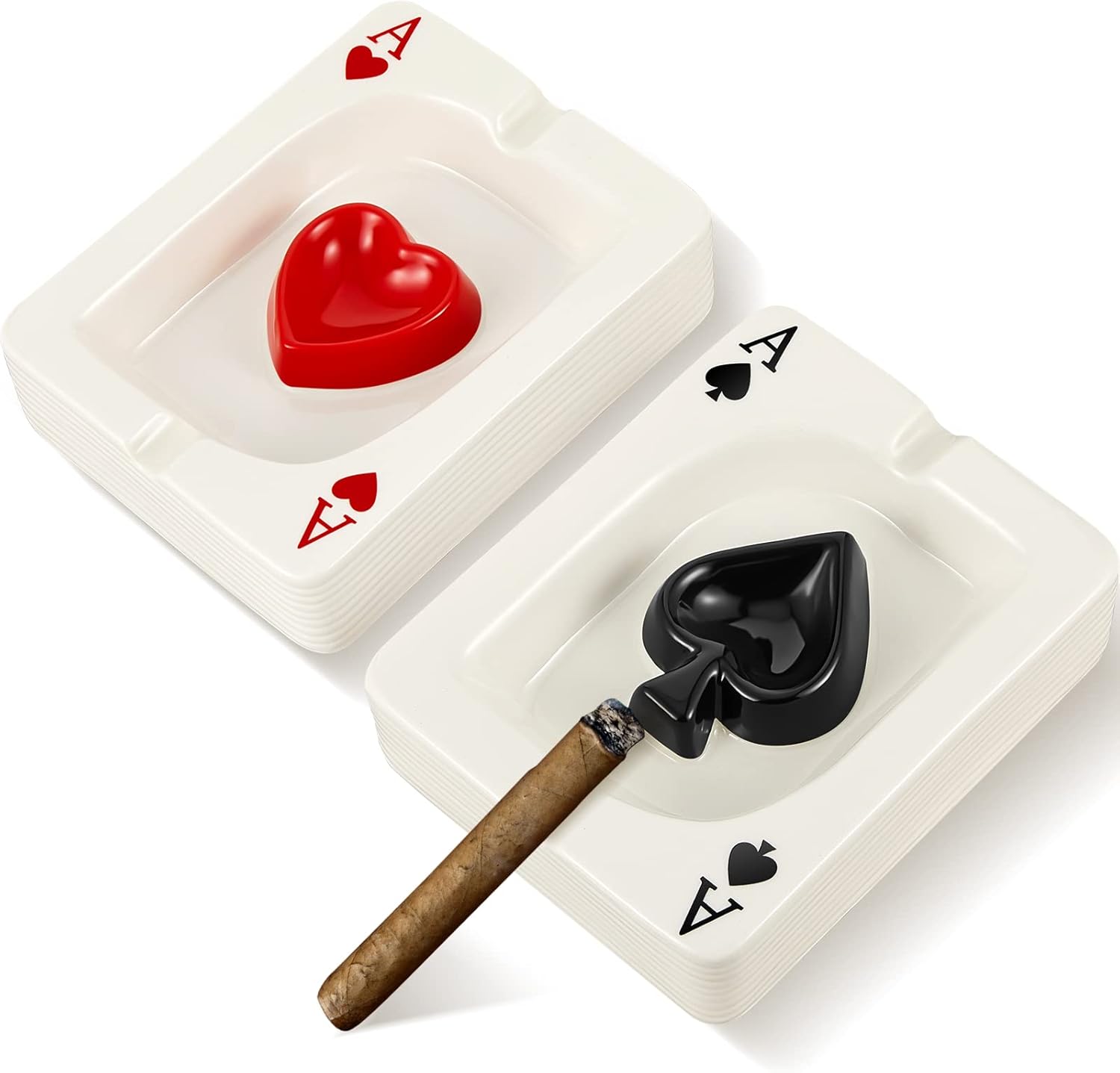 2 Pcs Cool Ashtray Creative Poker Ceramic Cigarette for Stoners Accessories Home Office Stoner Room Decor Men Women Gift Supplies - Image 1