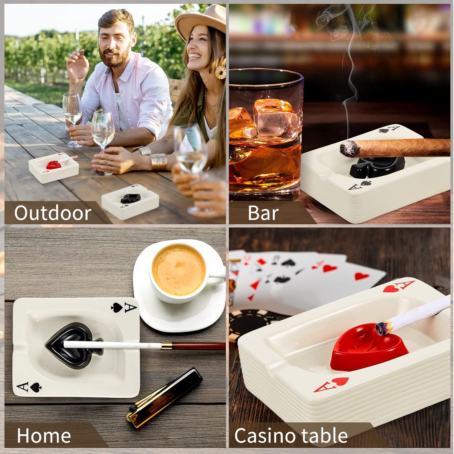 2 Pcs Cool Ashtray Creative Poker Ceramic Cigarette for Stoners Accessories Home Office Stoner Room Decor Men Women Gift Supplies - Image 5