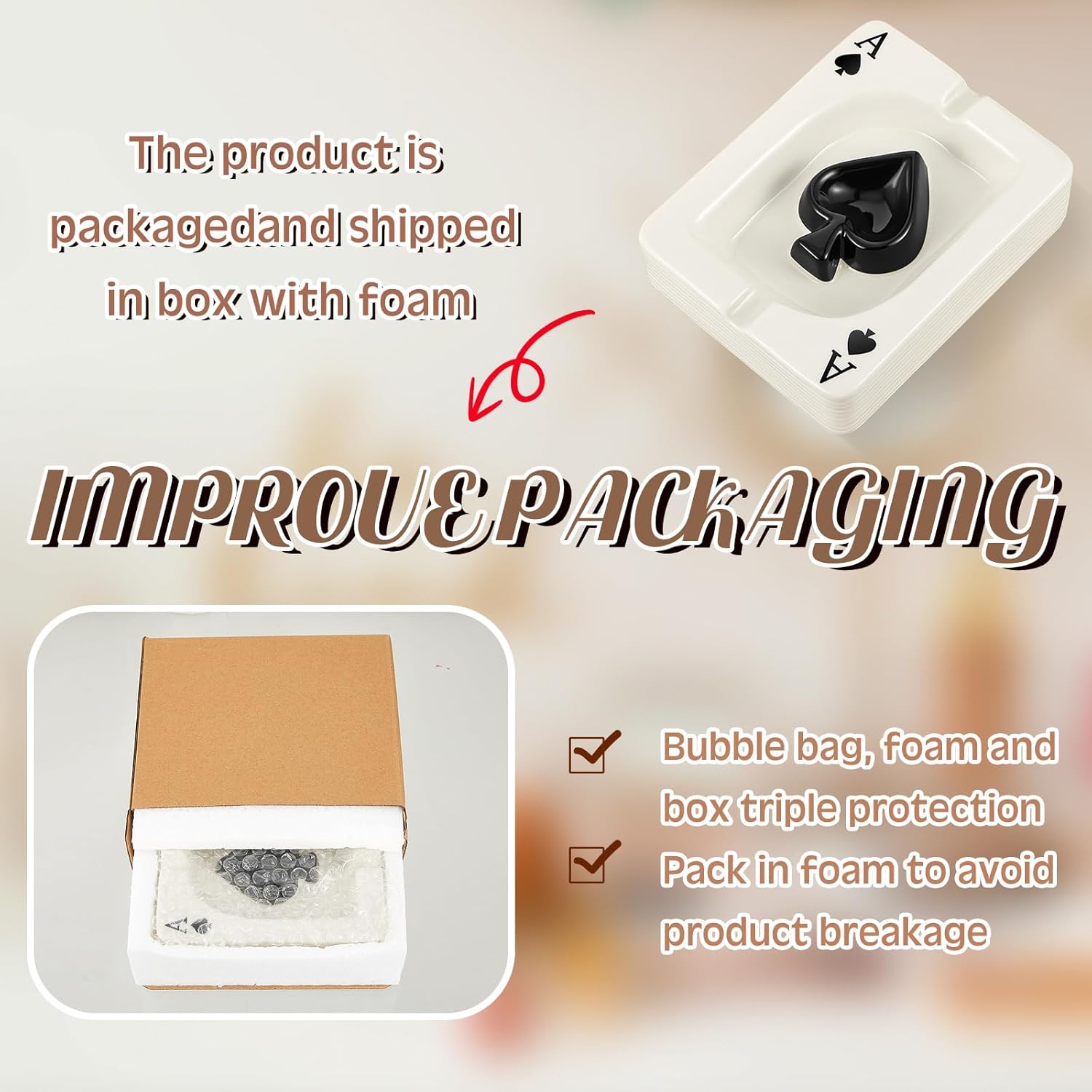 2 Pcs Cool Ashtray Creative Poker Ceramic Cigarette for Stoners Accessories Home Office Stoner Room Decor Men Women Gift Supplies - Image 6