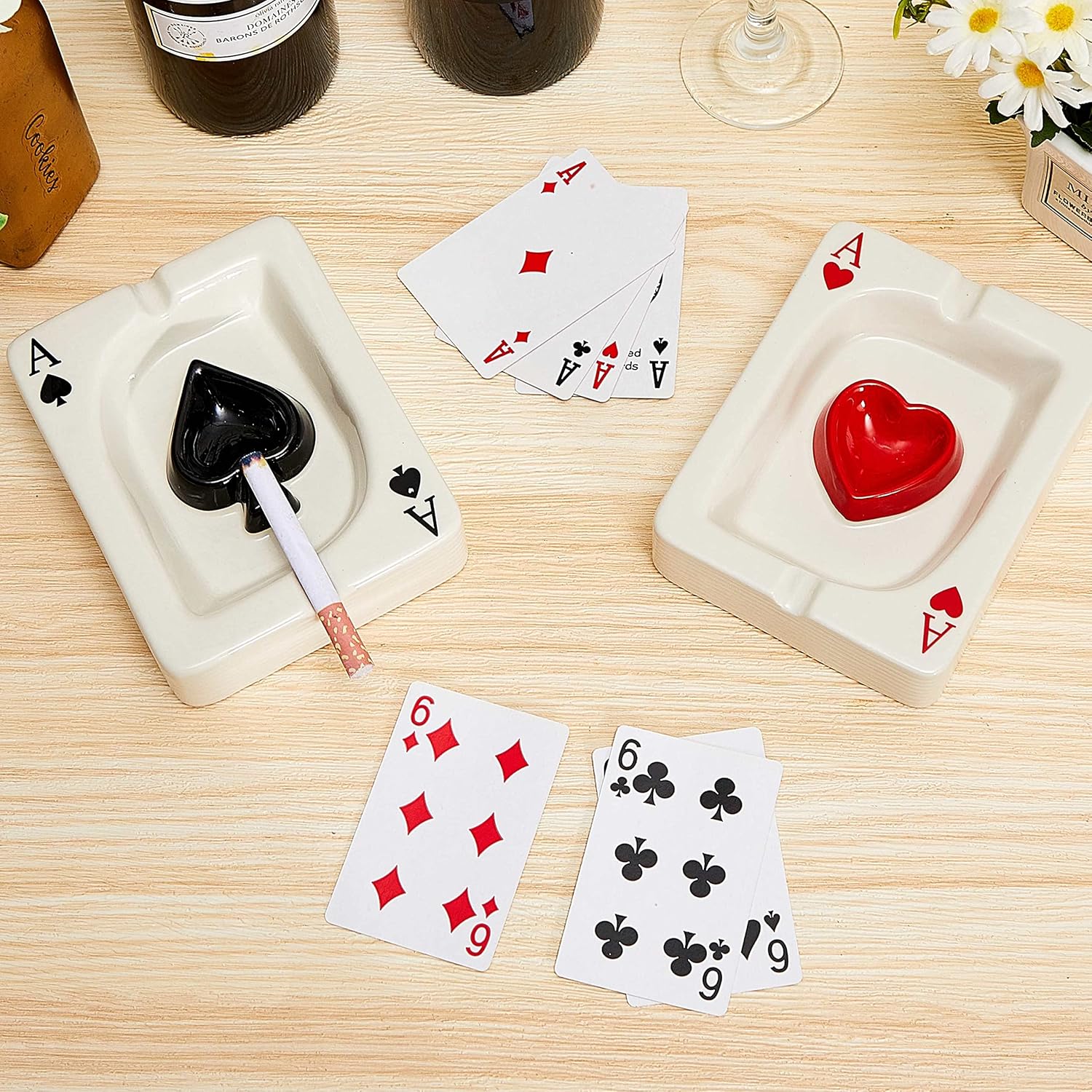 2 Pcs Cool Ashtray Creative Poker Ceramic Cigarette for Stoners Accessories Home Office Stoner Room Decor Men Women Gift Supplies - Image 7