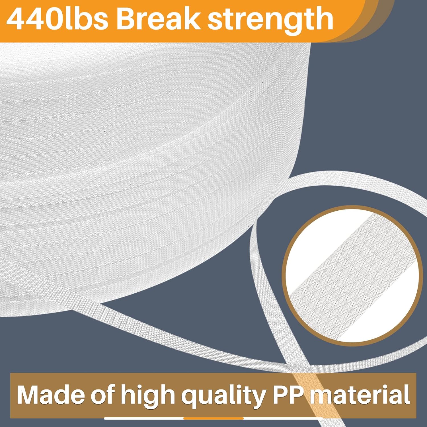 1/2 Inch Strapping, Polypropylene (PP) Heavy Duty Poly Packaging Strapping Roll 440 Lbs Break Strength for Banding Packing Industrial Machine(9900 ft,White) White 9900 ft - Image 3