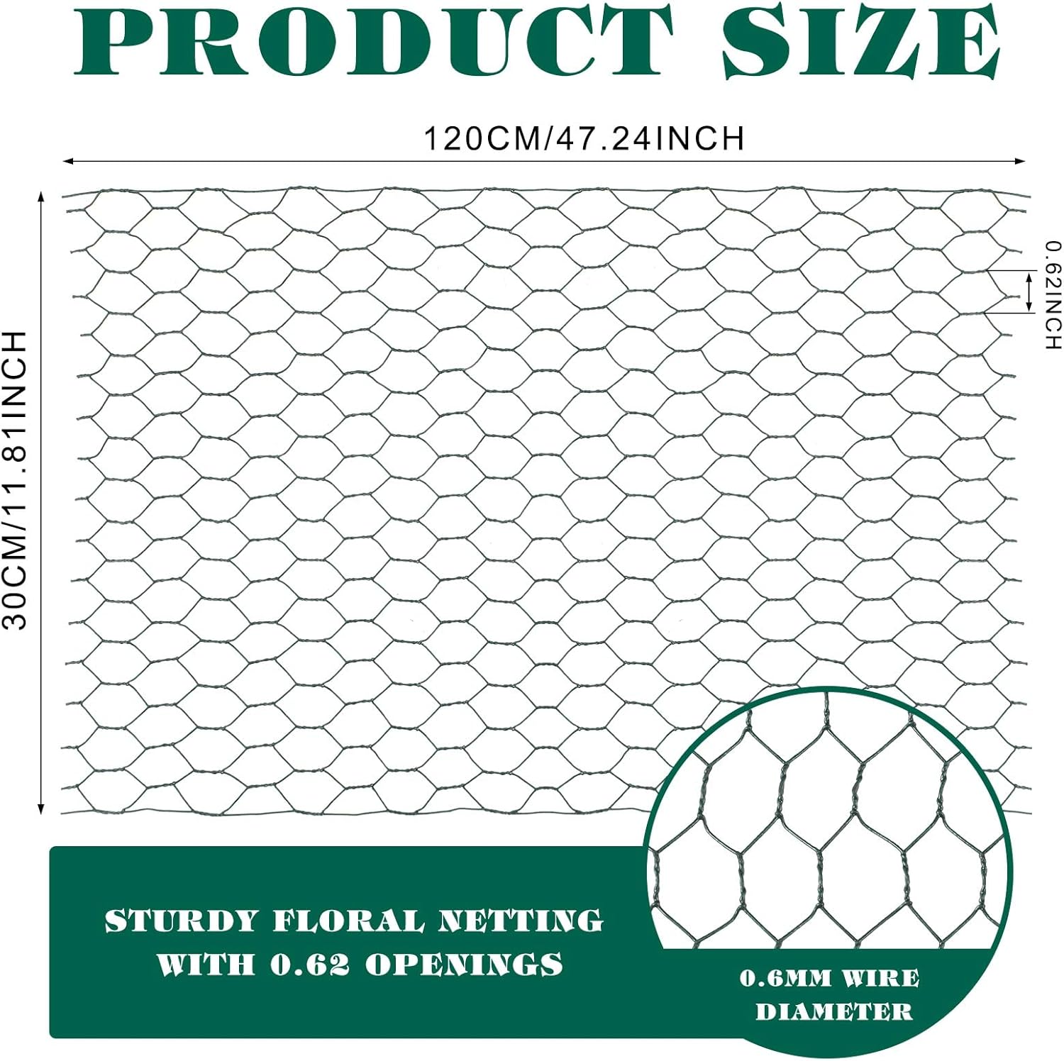 2 Pack Chicken Wire for Floral Arrangements 0.6 Inch Mesh Hexagonal Galvanized PVC Coated Netting Wires Fence Green Crafts Poultry Garden(12 x 48 Inch)  12 - Image 2