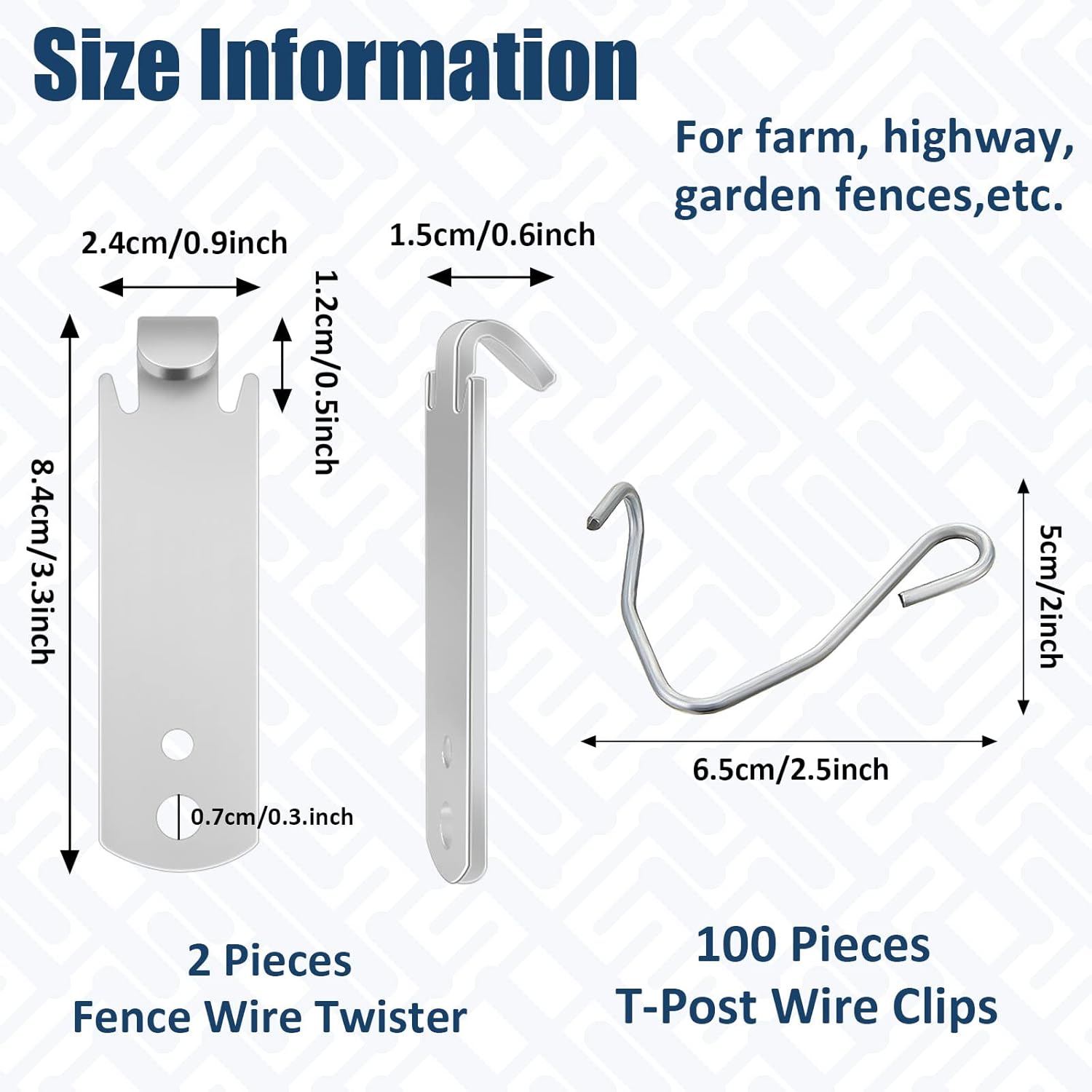 102 Pieces T Post Wire Clips Fence Twister for Galvanized Steel Tensioning Tool Fixing Clip Garden Farm Highway Sport Fences - Image 2