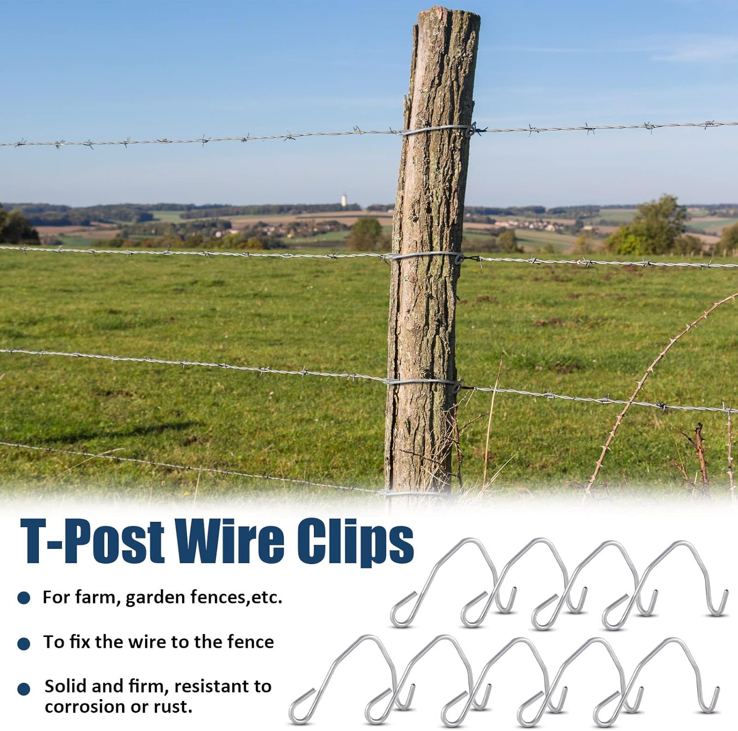 102 Pieces T Post Wire Clips Fence Twister for Galvanized Steel Tensioning Tool Fixing Clip Garden Farm Highway Sport Fences - Image 6