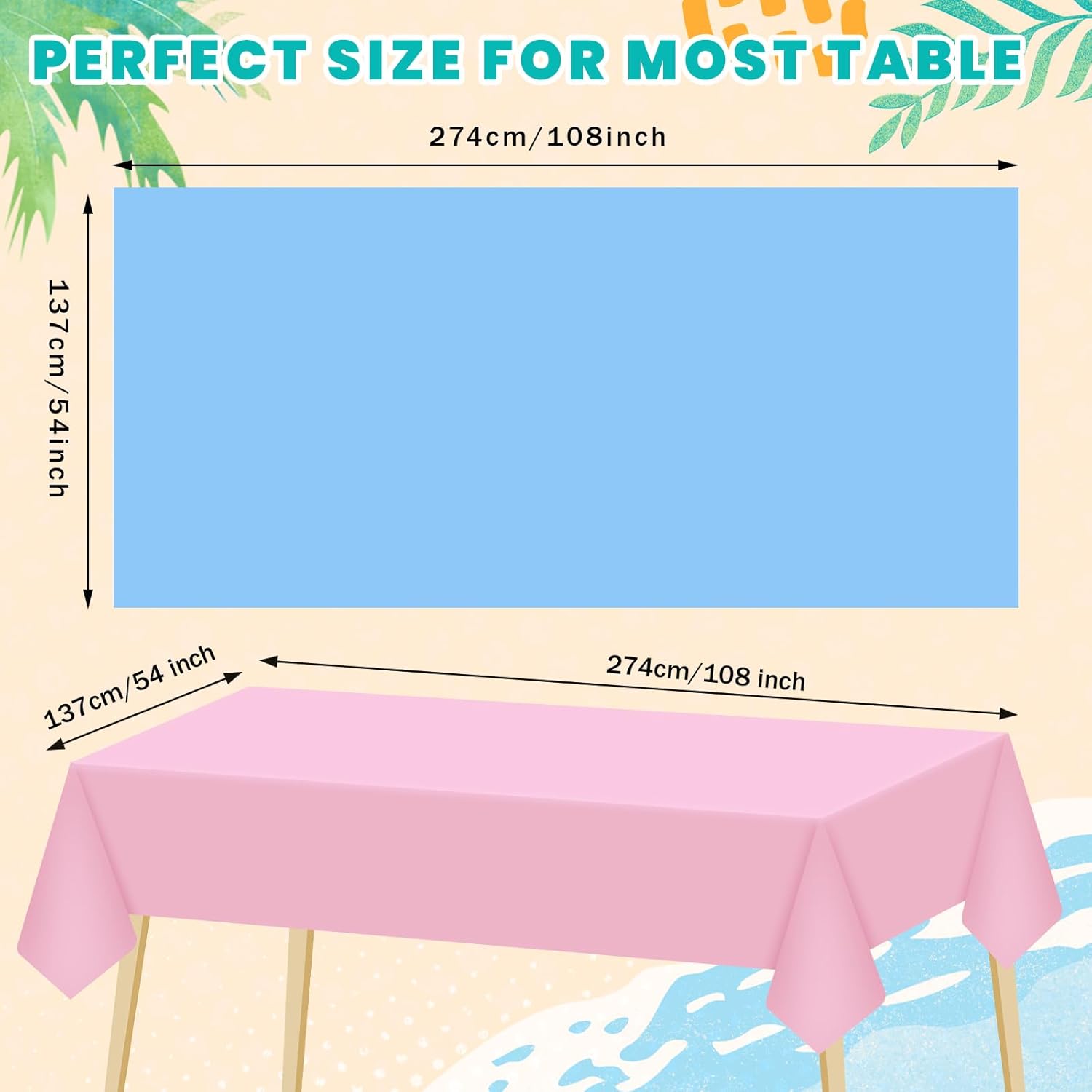 12 Pcs Hawaiian Plastic Tablecloths 54 x 108 Inch Disposable Rectangle Waterproof Table Cover for Birthday Wedding Anniversary Fine Dining Luau Summer Party Decoration Supplies Hawaii - Image 2